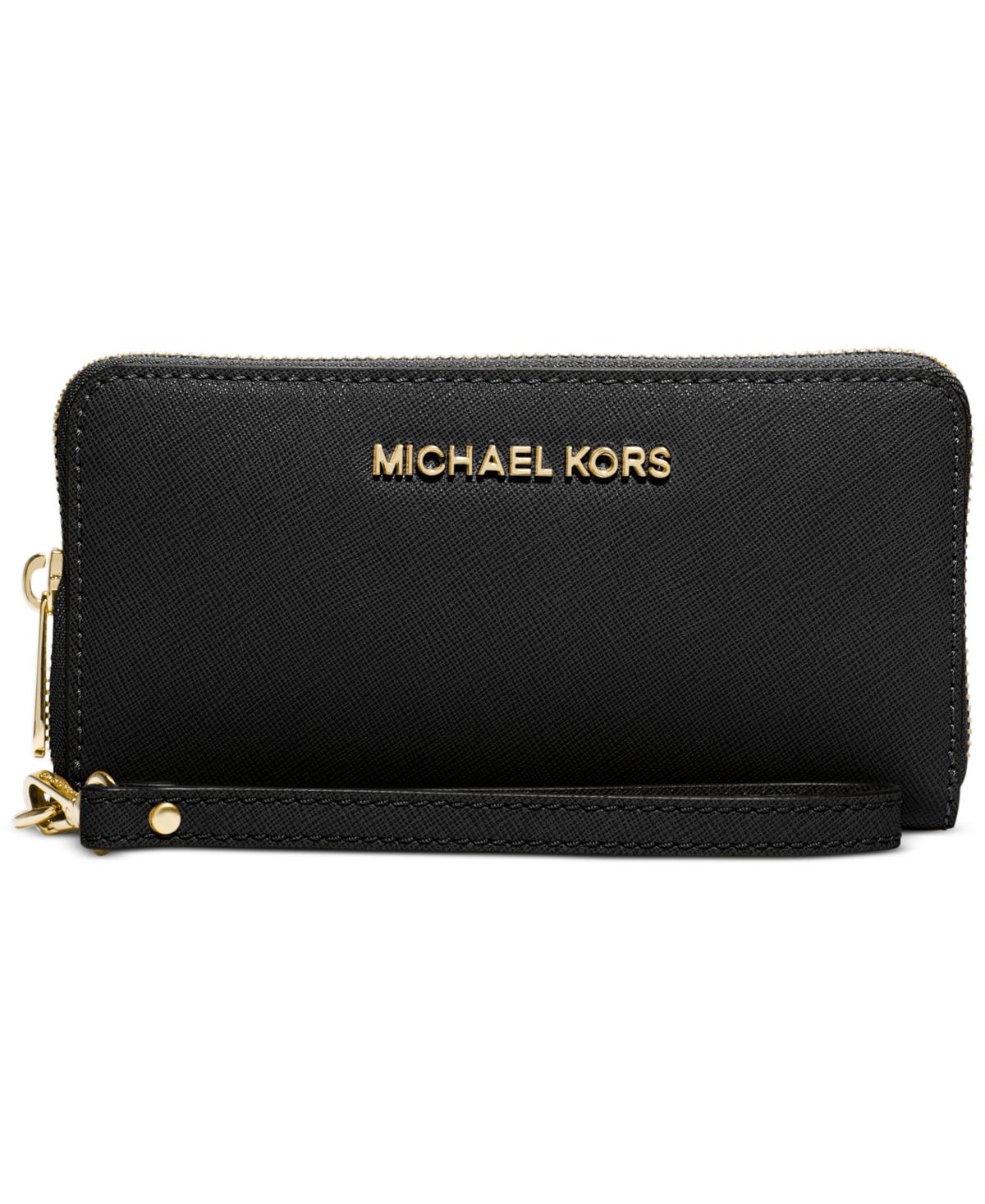 Michael Kors Jet Set Travel LG Flat Zip Phone Case Wristlet Wallet Marigold  