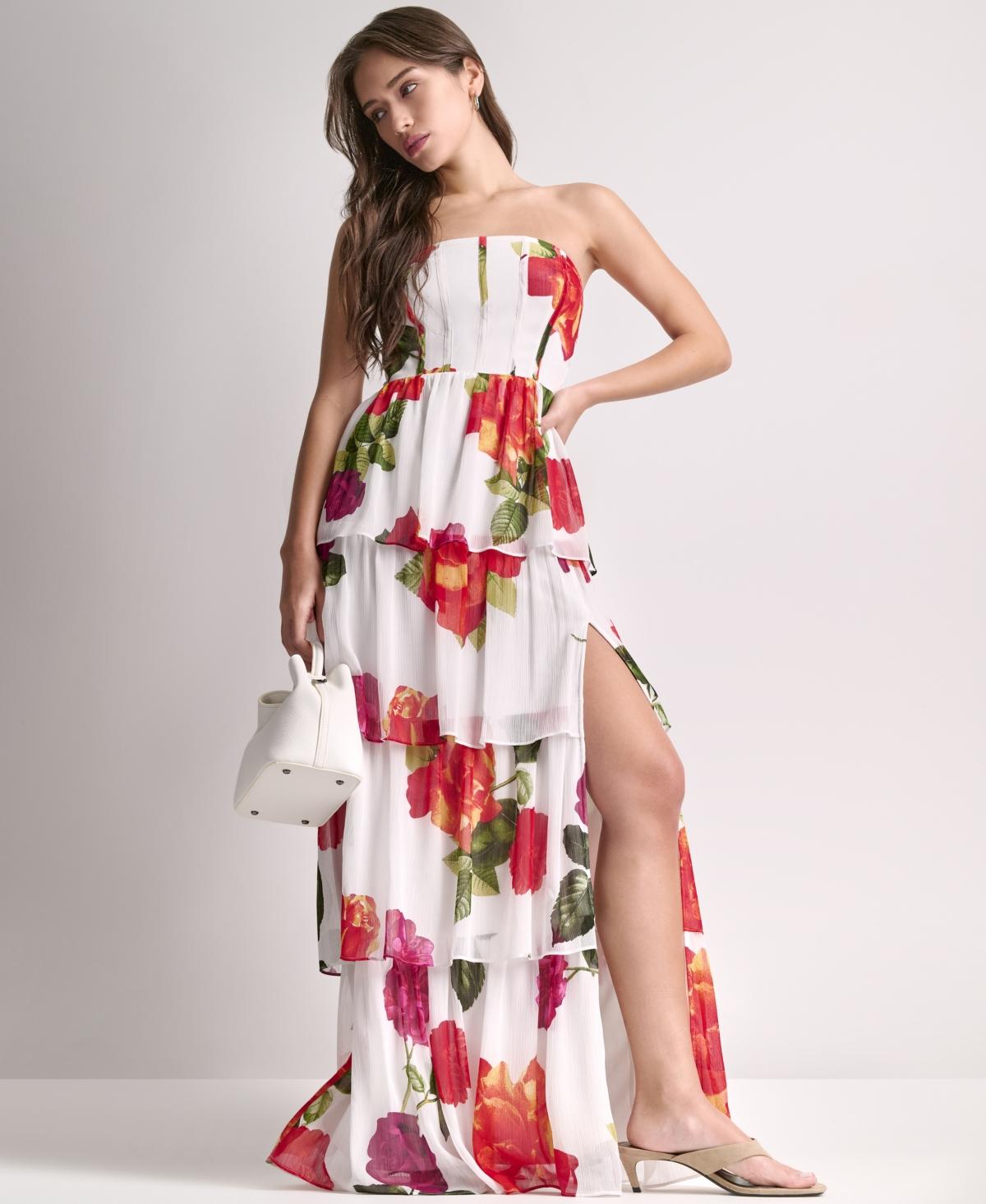 strapless open back dress BCBG Sheer Volume Strapless Mini Dress 791120 main image 1