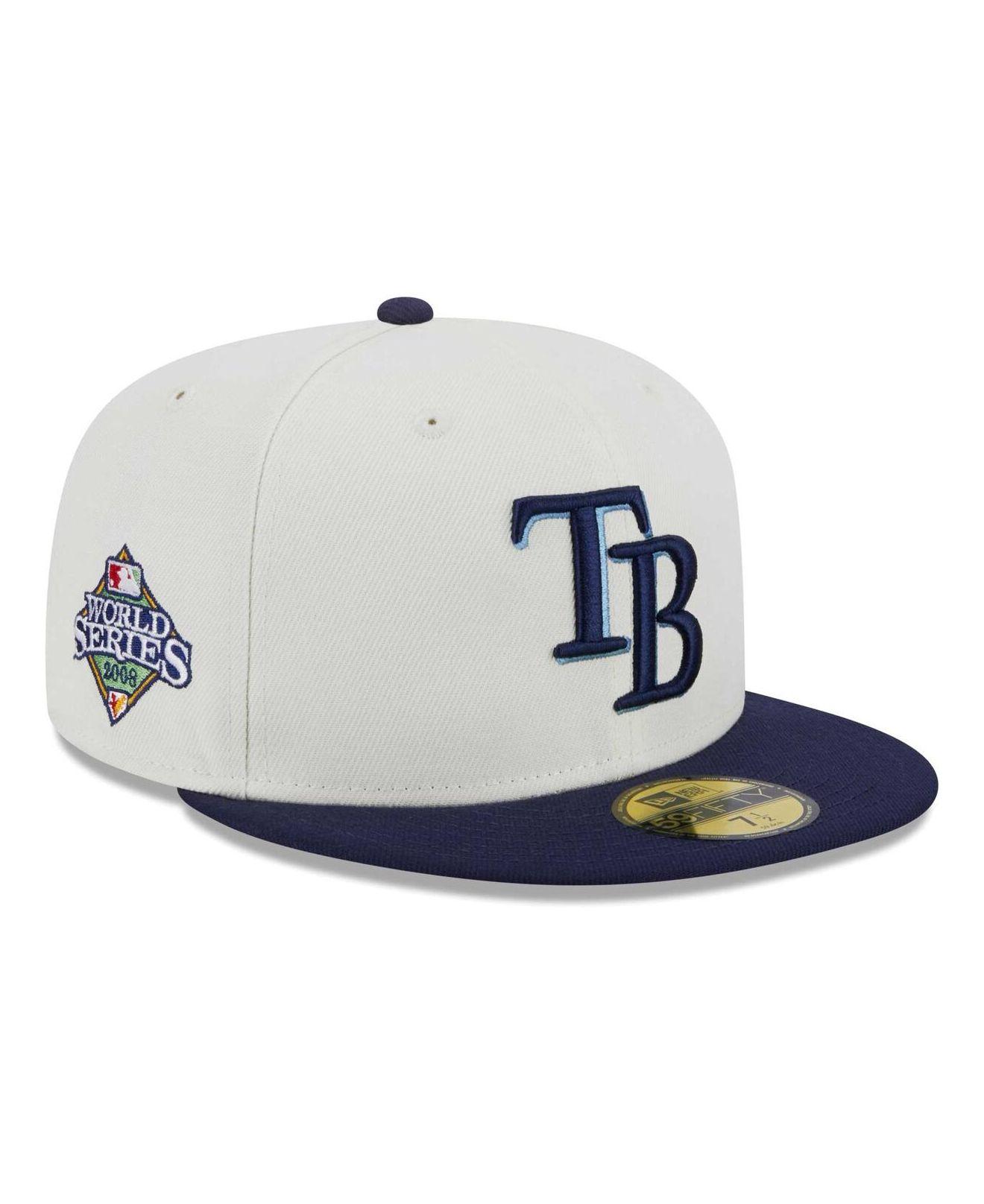 KTZ Stone And Navy Tampa Bay Rays Retro 59fifty Fitted Hat in Blue for