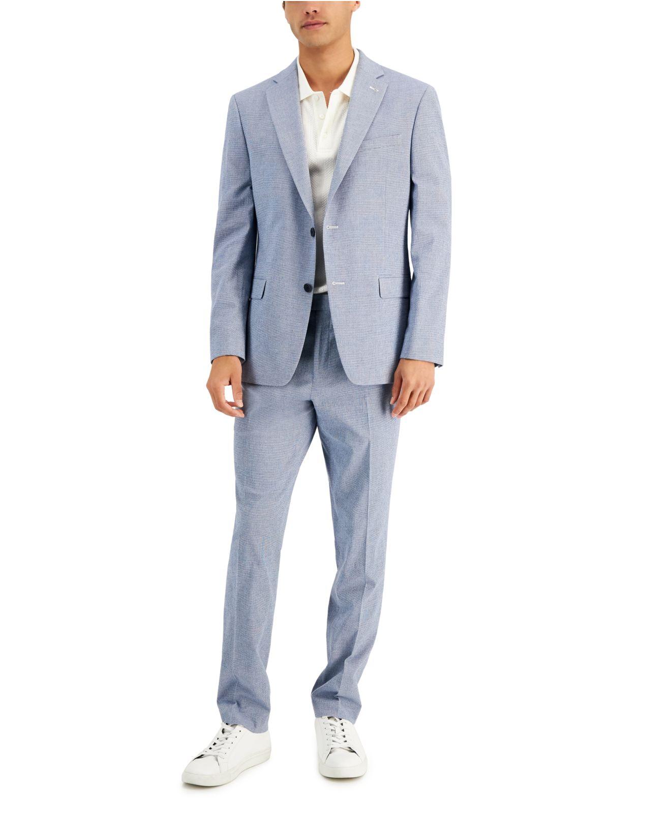 Alfani Slim-fit Seersucker Check Suit Separates, Created For Macy's in ...