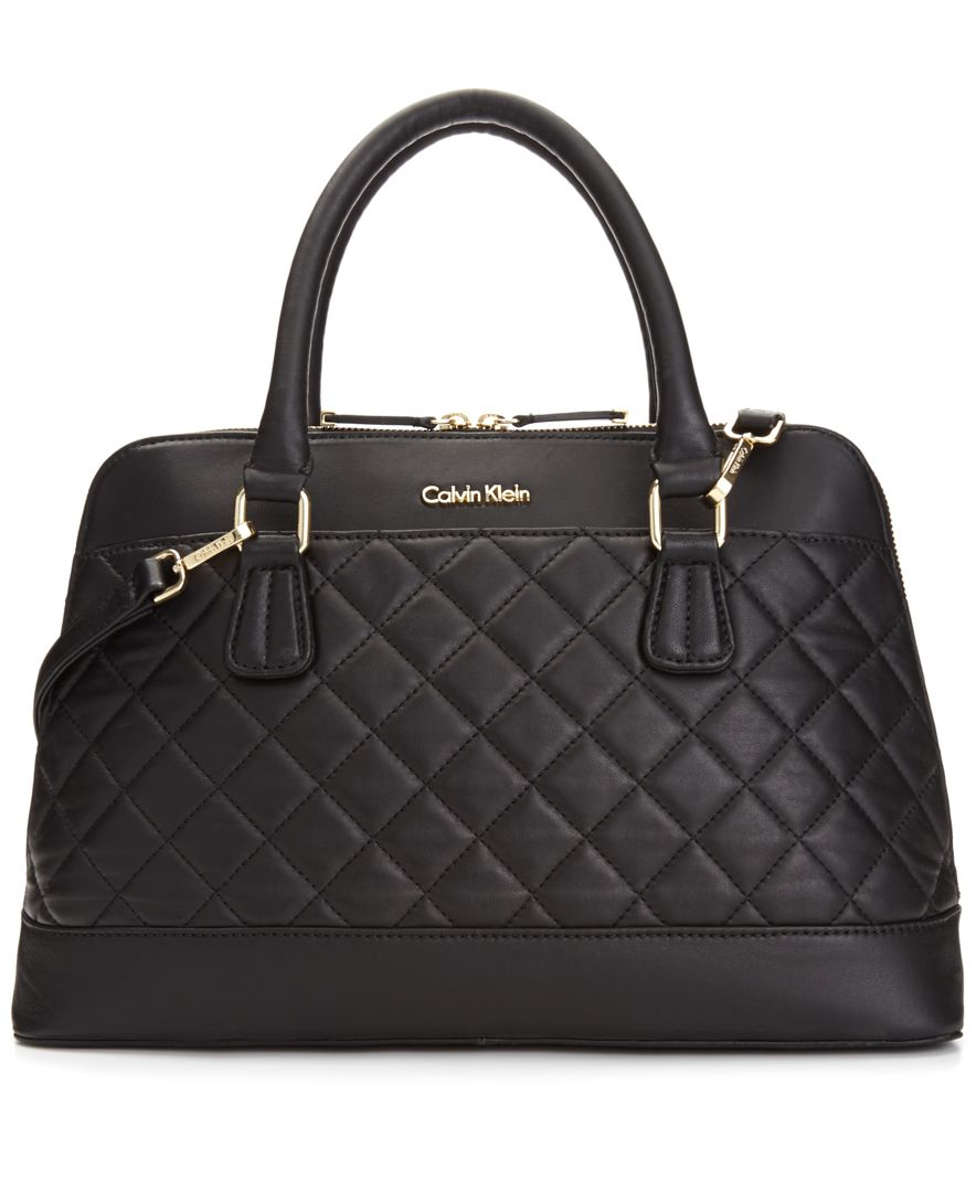 Calvin Klein Leather Sutton Lamb Satchel in Black - Lyst