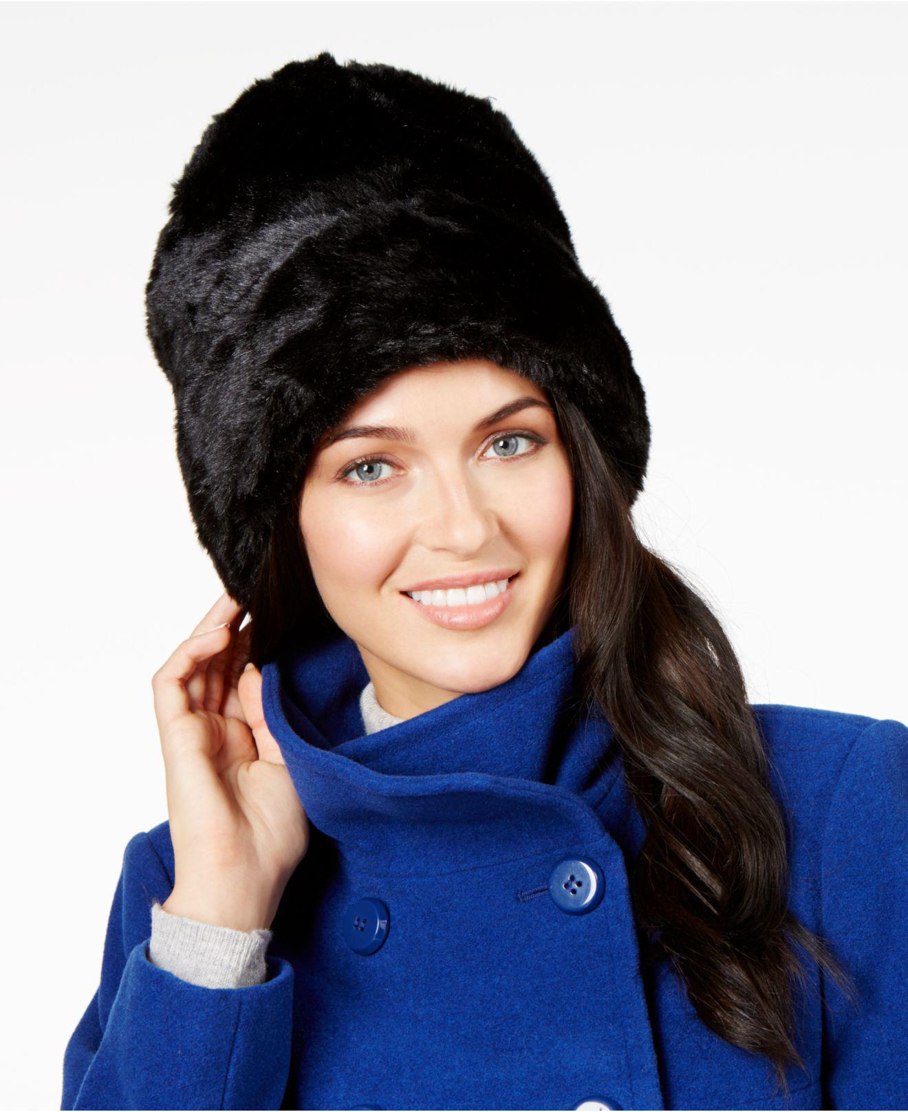 nine west faux fur hat