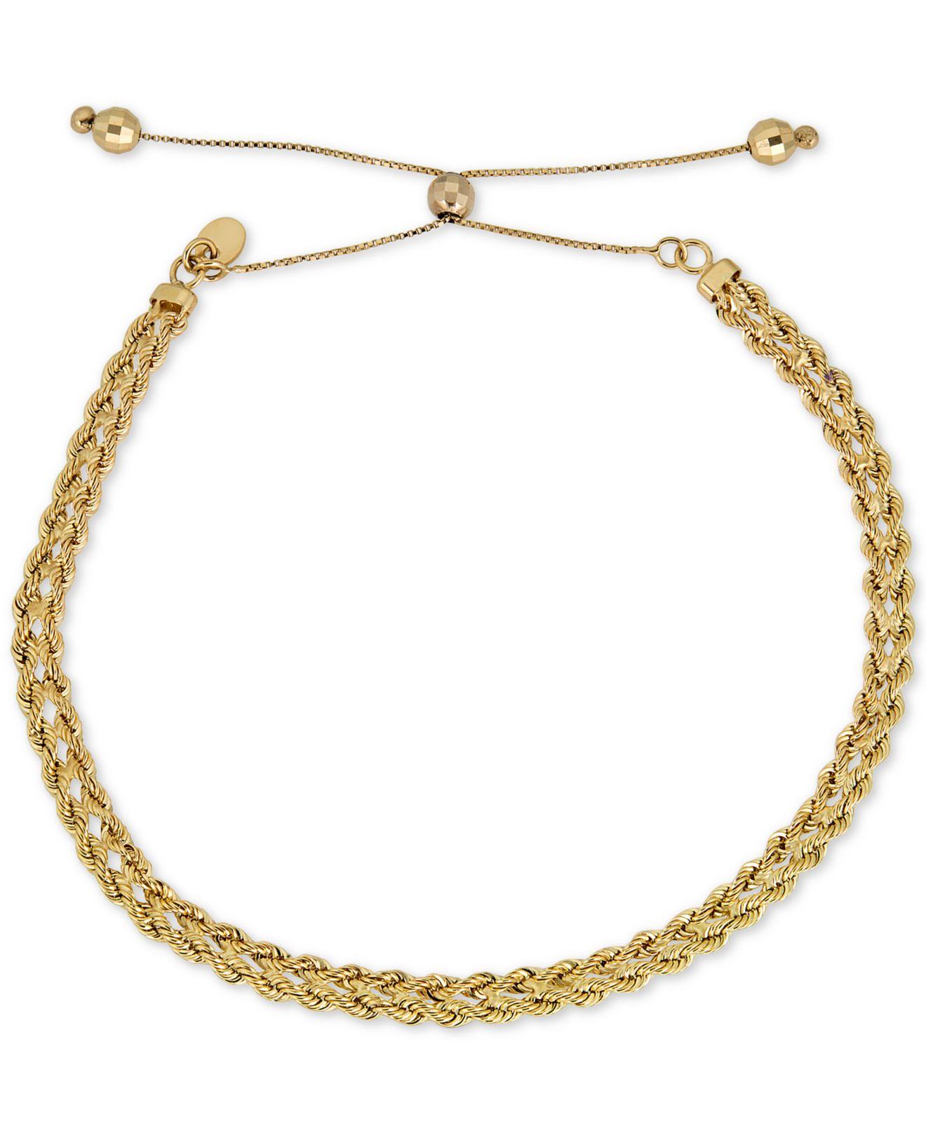 Macy s Kissing Hearts Link Bolo Bracelet In 14k Gold in Metallic Lyst