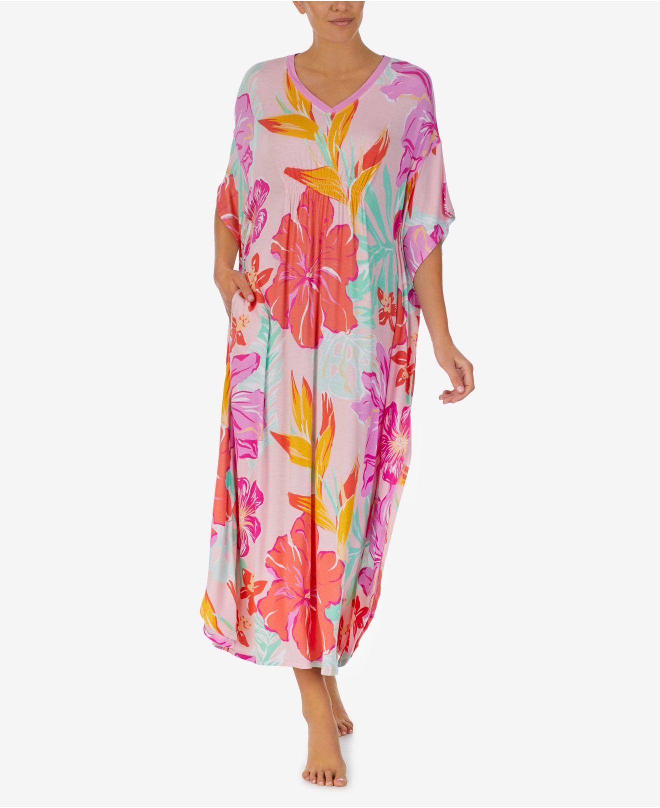 Ellen Tracy Long Sleep Caftan in White | Lyst