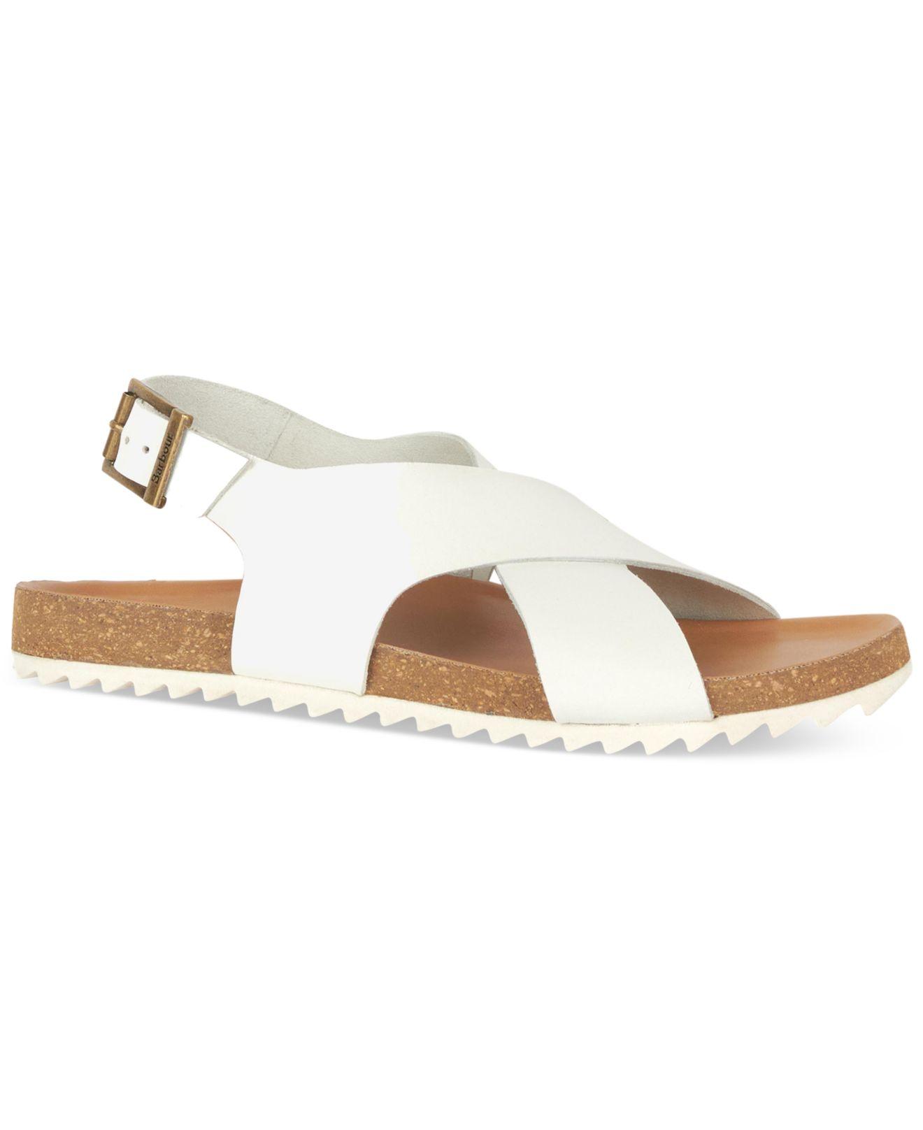 Barbour Rochelle Crisscross Slingback Buckled Sandals in White Lyst