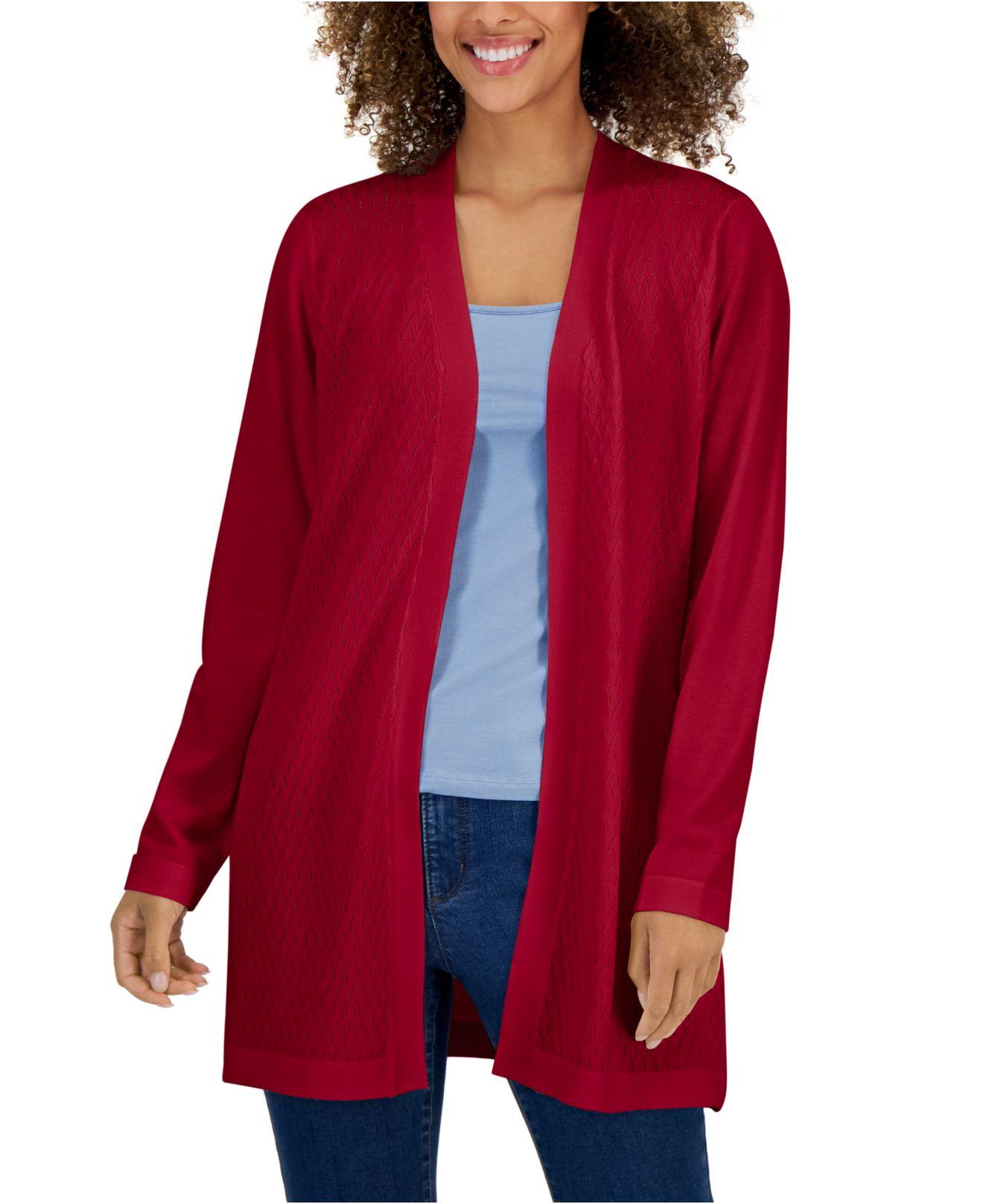 Karen Scott Petite Open-Front Knit Cardigan, Created for Macy's