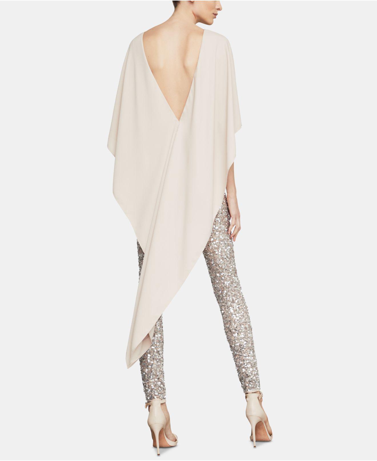 bcbg high low sequin jumpsuit