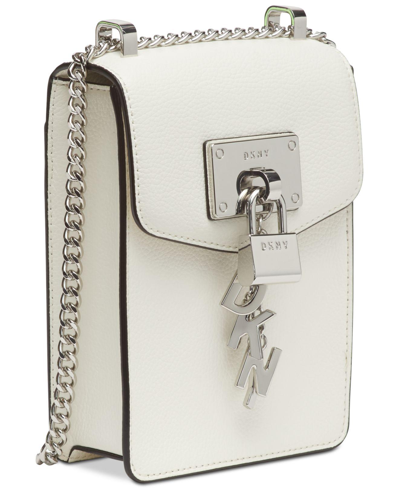 dkny elissa pebble leather charm chain strap crossbody