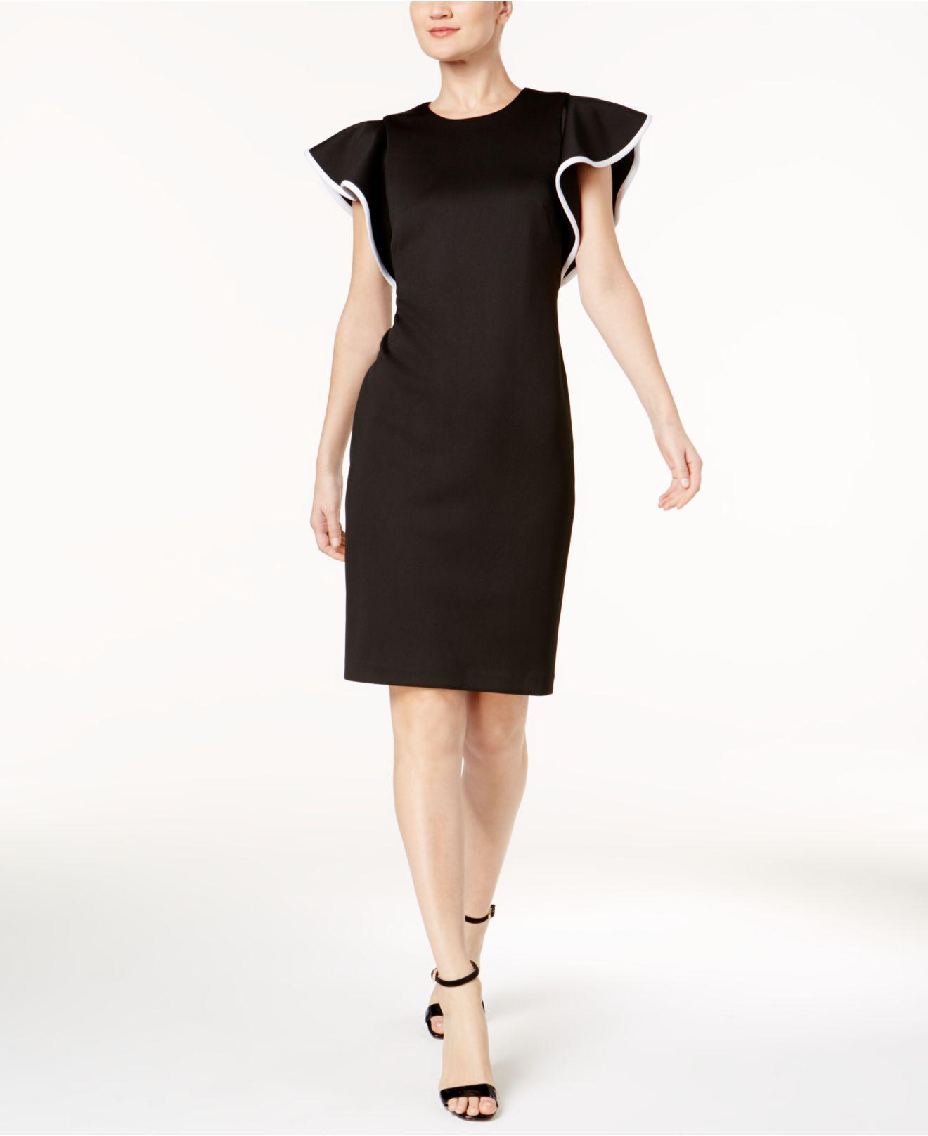 calvin klein black dress with white piping
