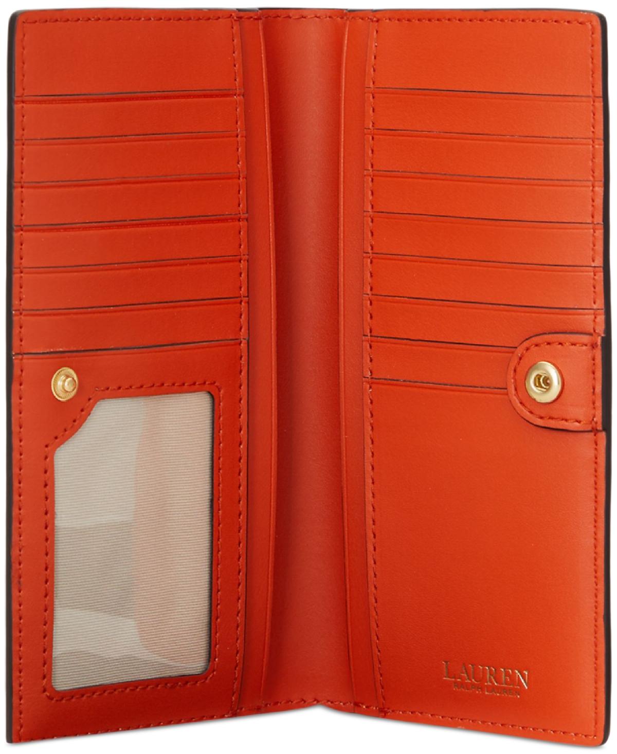 Lauren by Ralph Lauren Crosshatch Leather Slim Wallet in Red | Lyst
