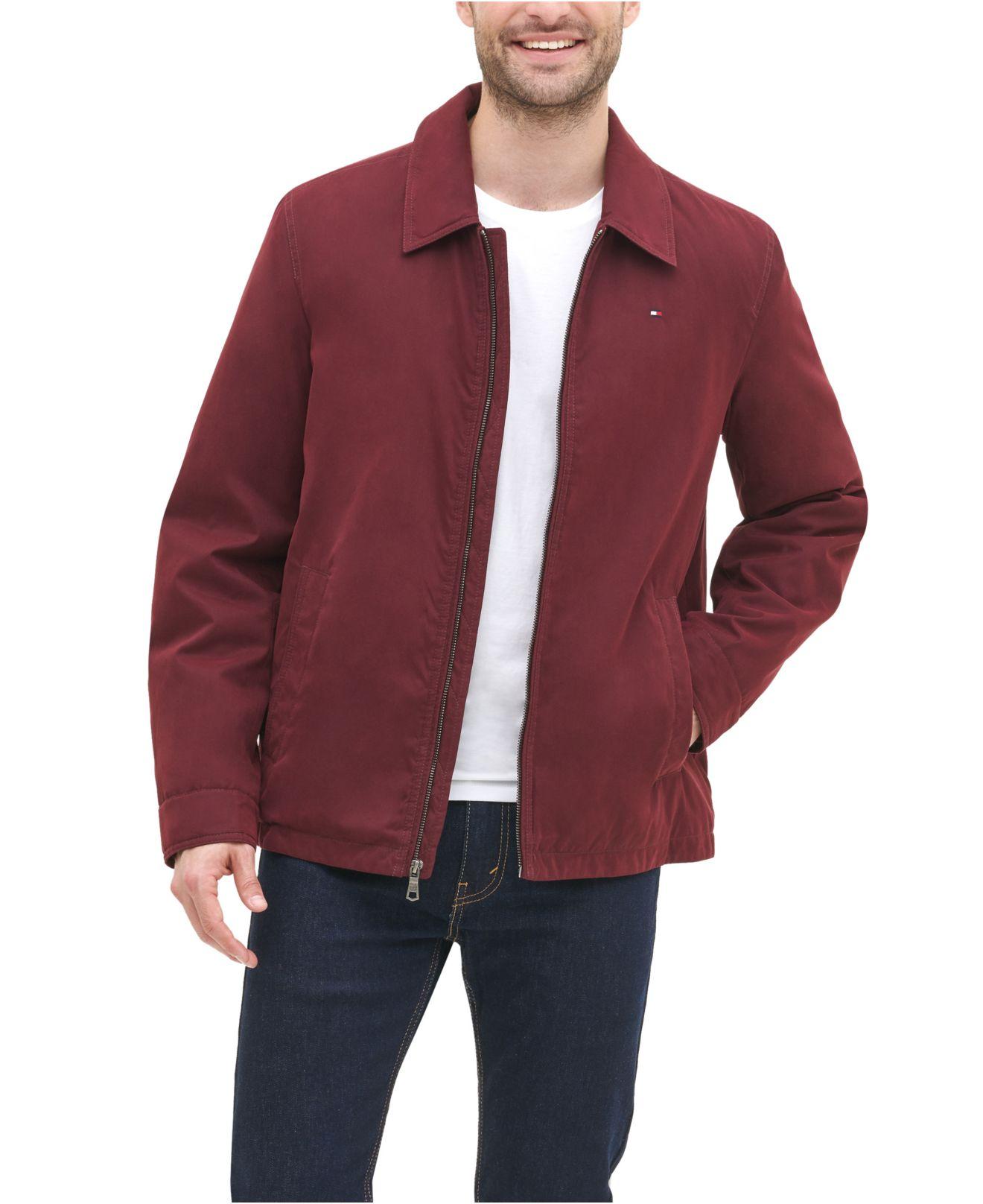 Tommy Hilfiger Synthetic Classic Front-zip Filled Micro-twill Jacket in Red  for Men - Lyst