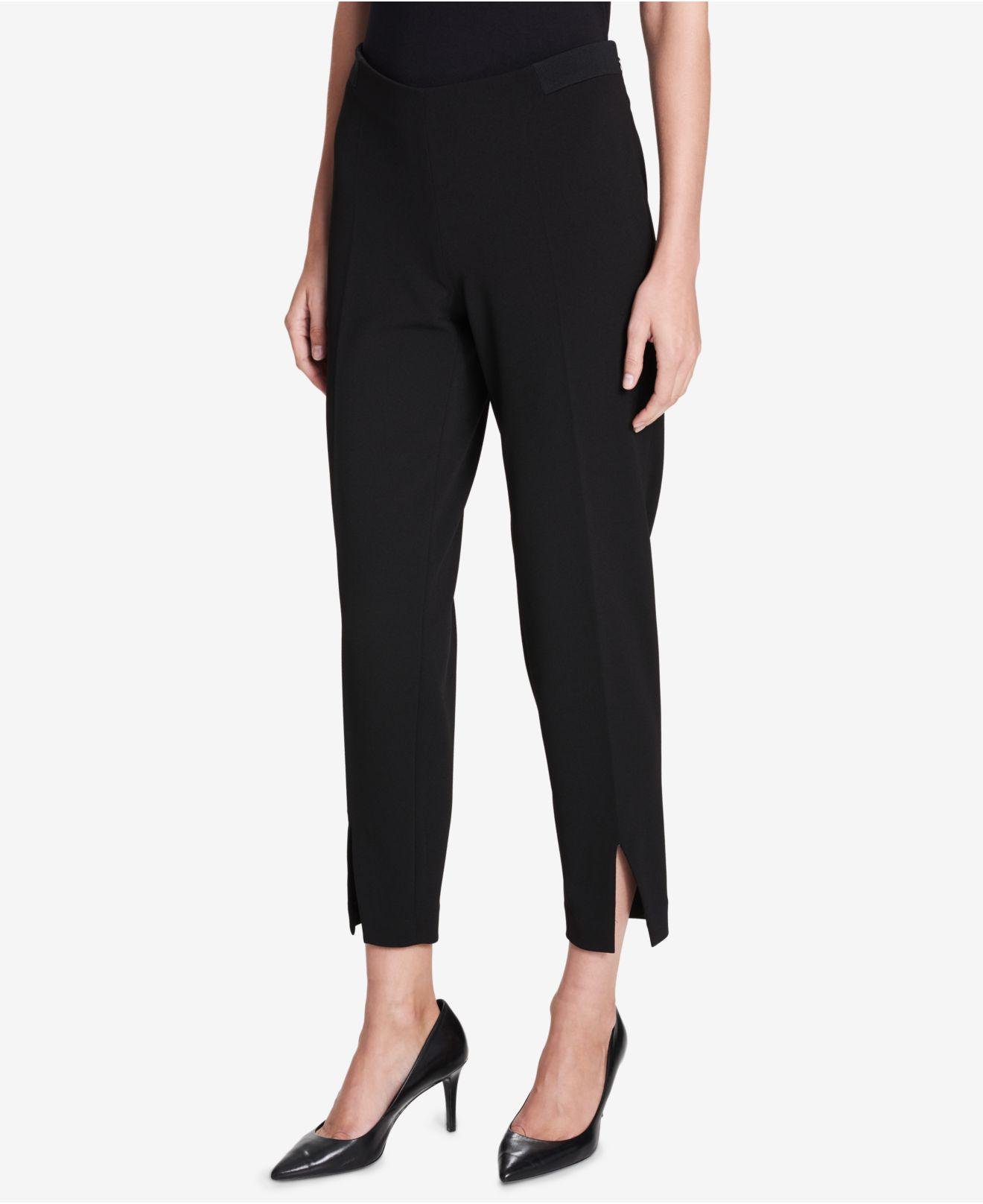 Calvin Klein Synthetic Slit-front Straight-leg Pants in Black - Lyst