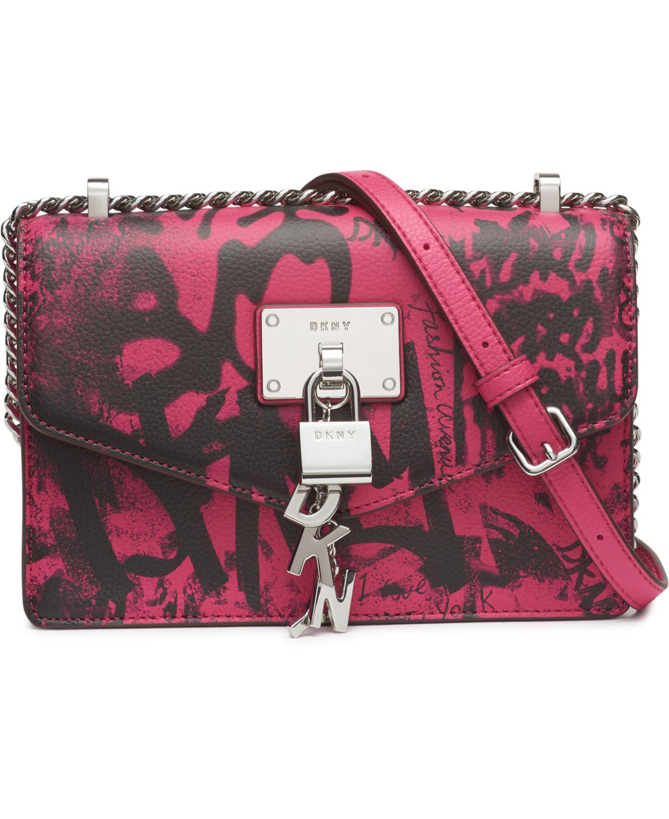 DKNY Elissa Graffiti Logo Leather Shoulder Bag, Created For Macy's in Pink