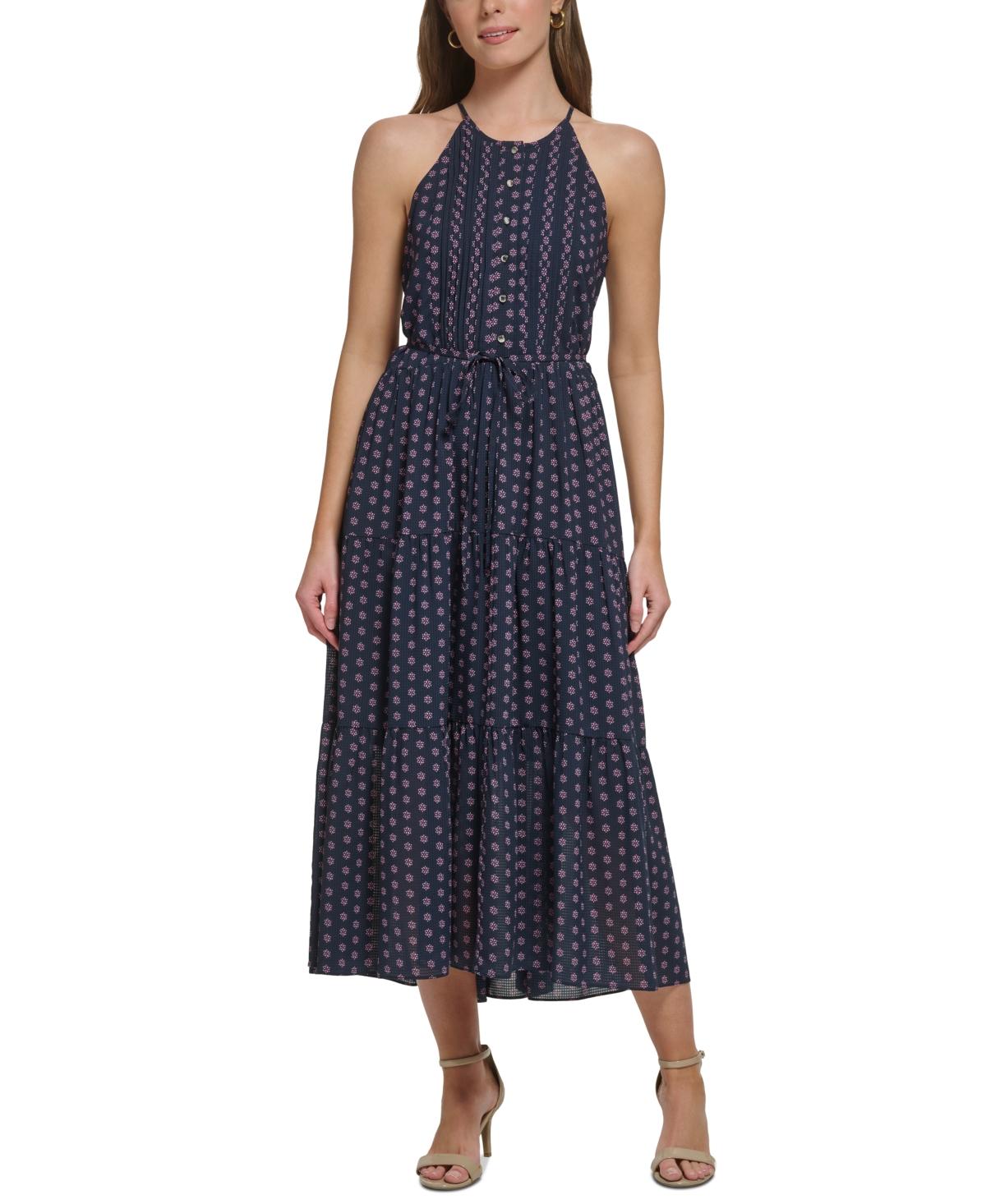 Tommy Hilfiger Bella Floral print Halter Midi Dress in Blue Lyst