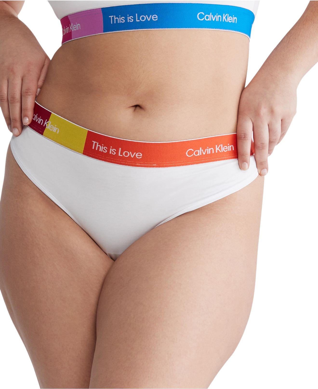 Calvin Klein Plus Size Pride This Is Love Colorblocked Thong Underwear  Qf7279 in White | Lyst