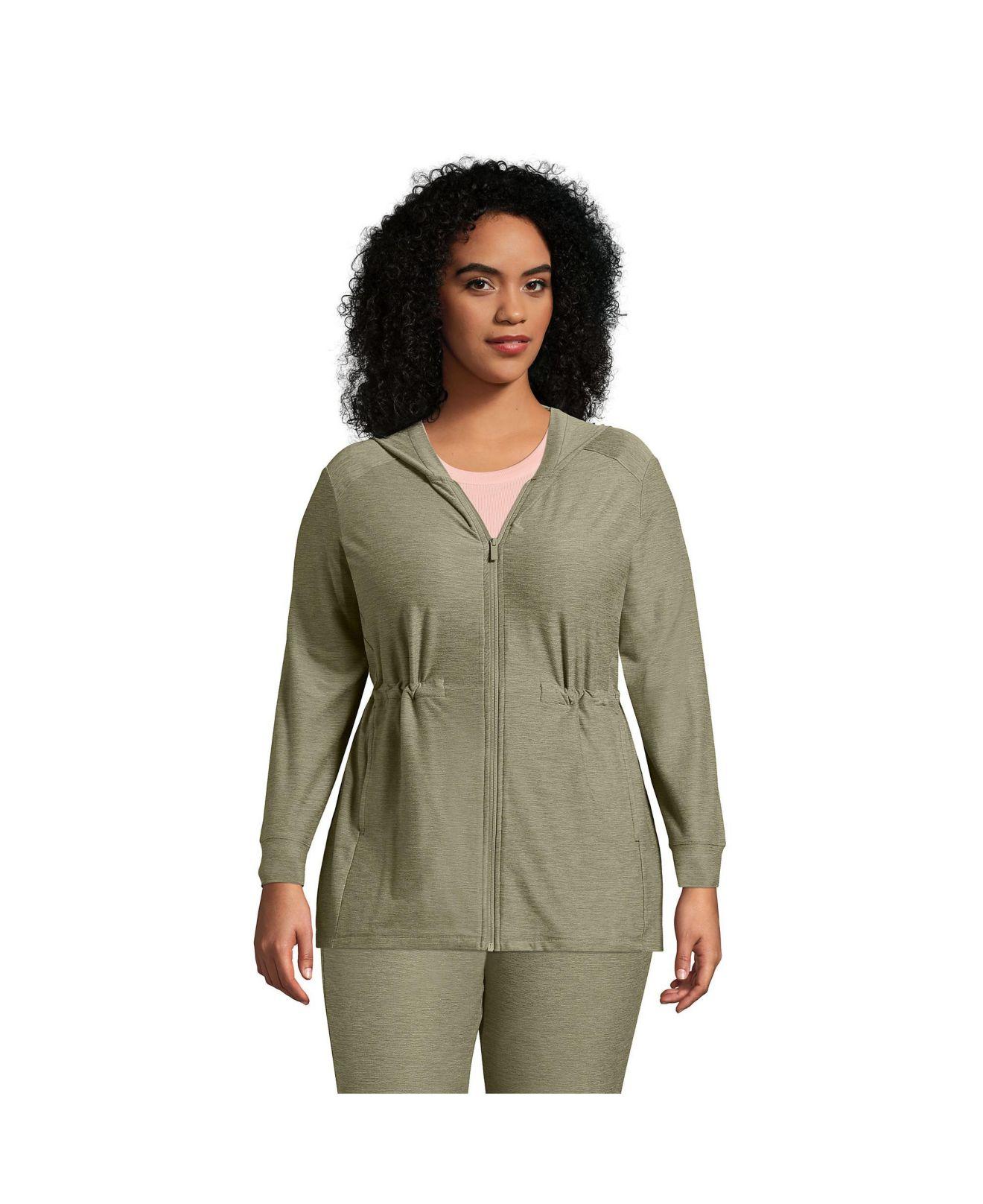 Lands' End Plus Size Soft Performance Full Zip Hoodie in Green Lyst