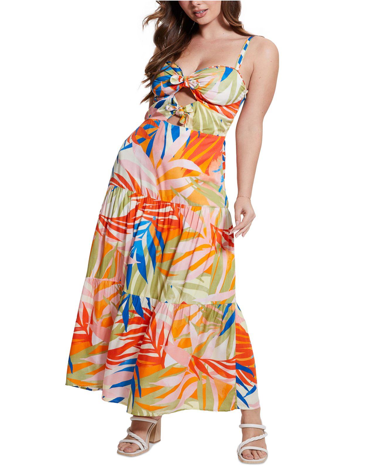 Guess Sleeveless Tropic Maxi Dress in White | Lyst
