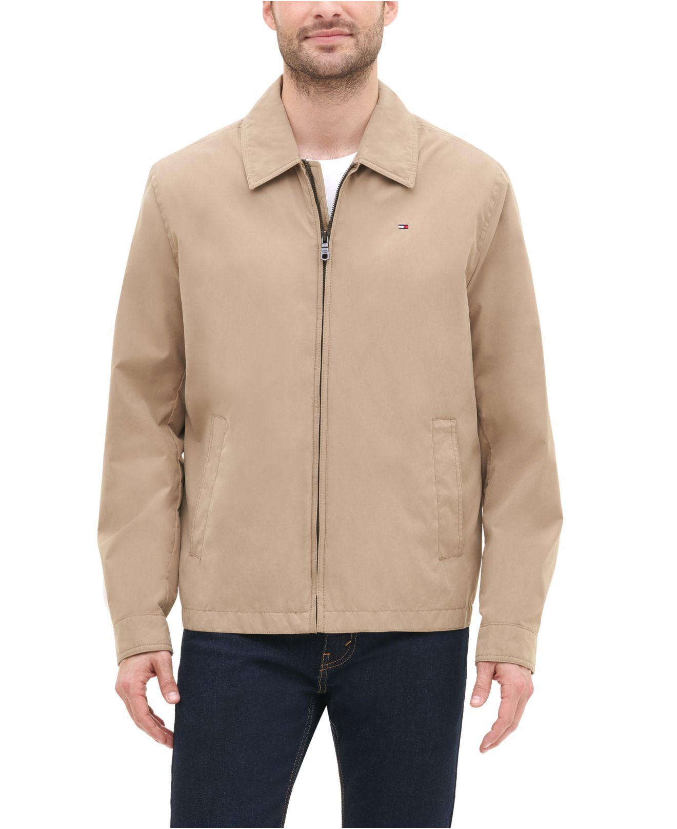 Tommy Hilfiger Mens Micro-Twill Open-Bottom Zip-Front Jacket