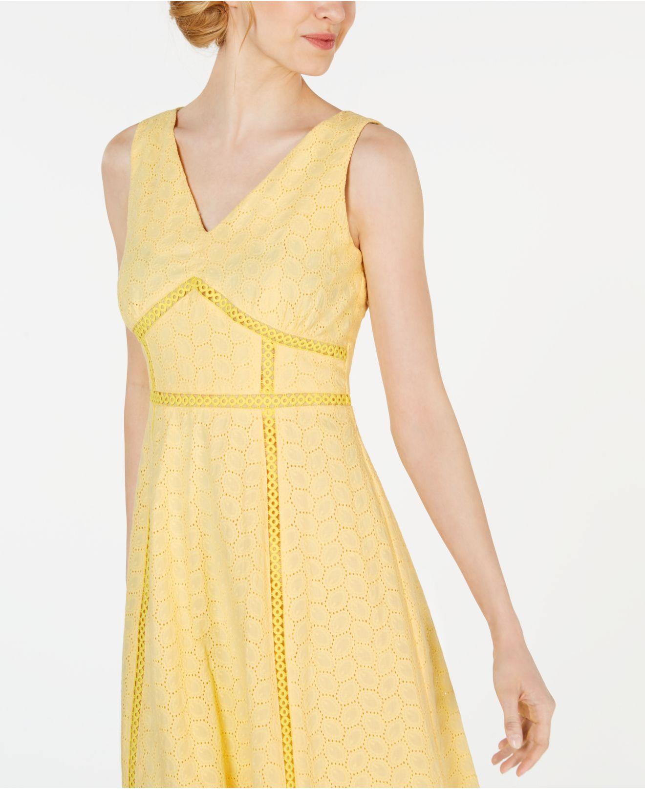 calvin klein eyelet fit and flare dress