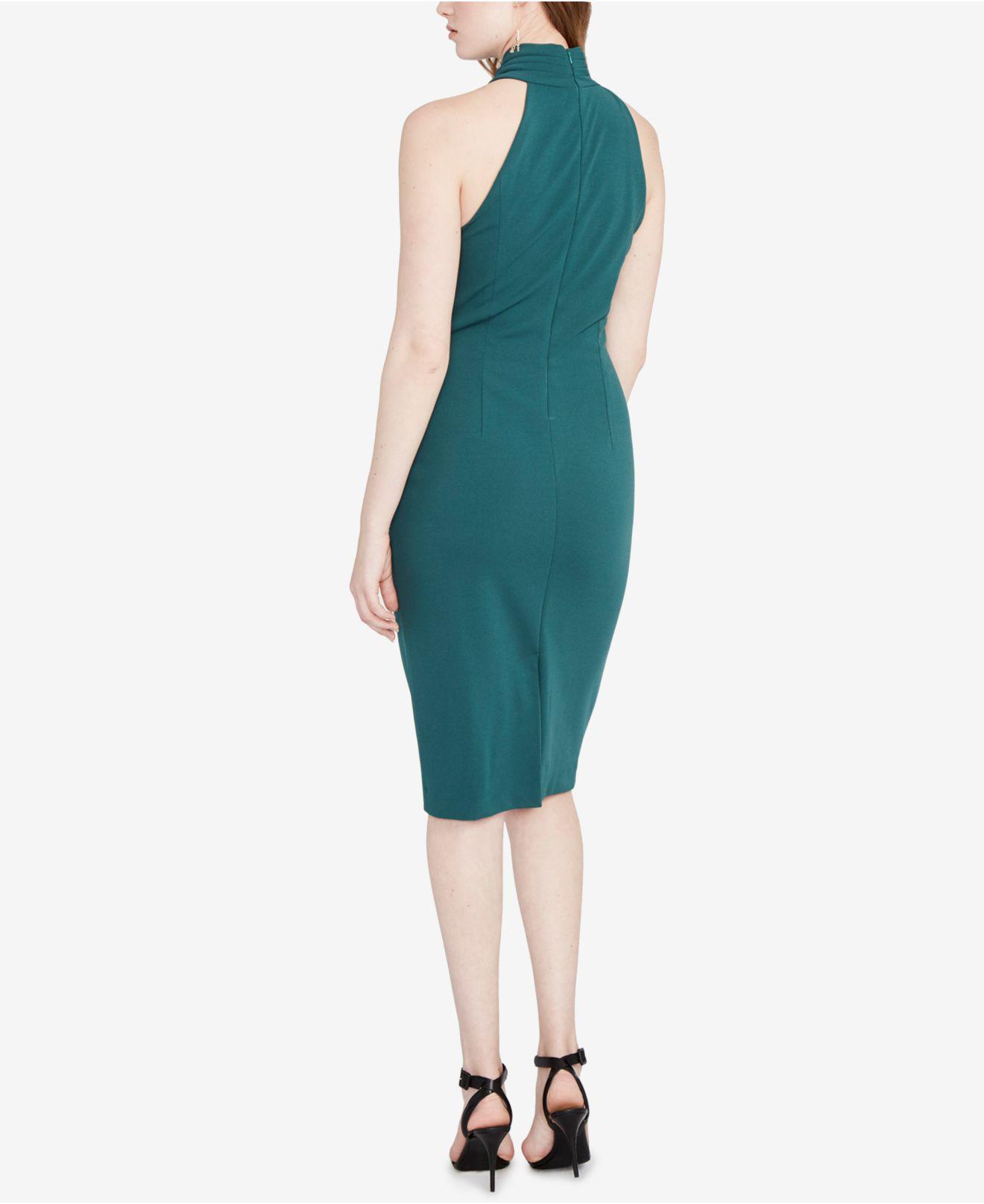 RACHEL Rachel Roy Synthetic Draped Halter Midi Dress in Dark Green