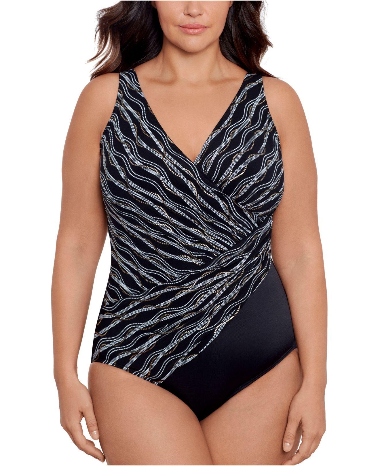 Miraclesuit Plus Size Linked In Oceanus Tummycontrol Scoopback One