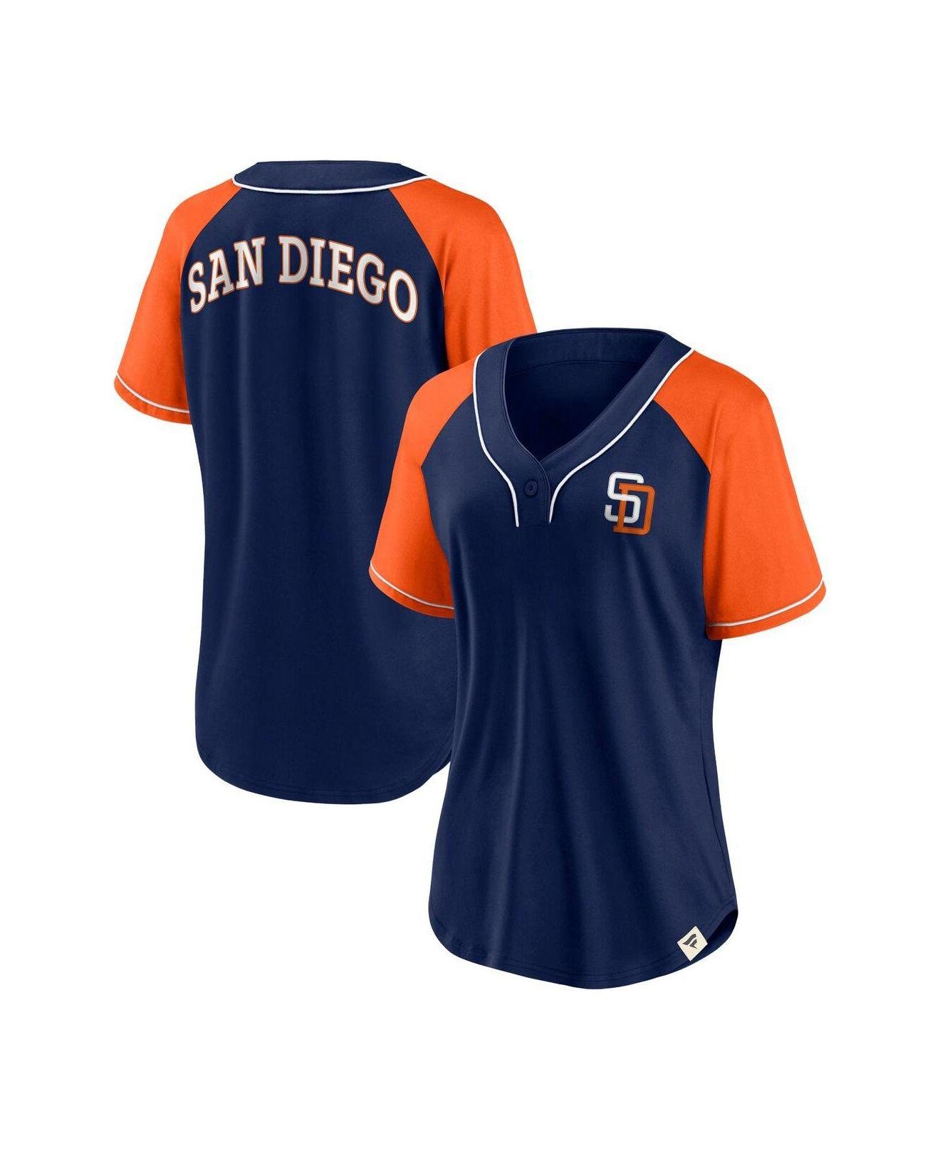 Fanatics Branded Navy San Diego Padres Bunt Raglan V-neck T-shirt in Blue