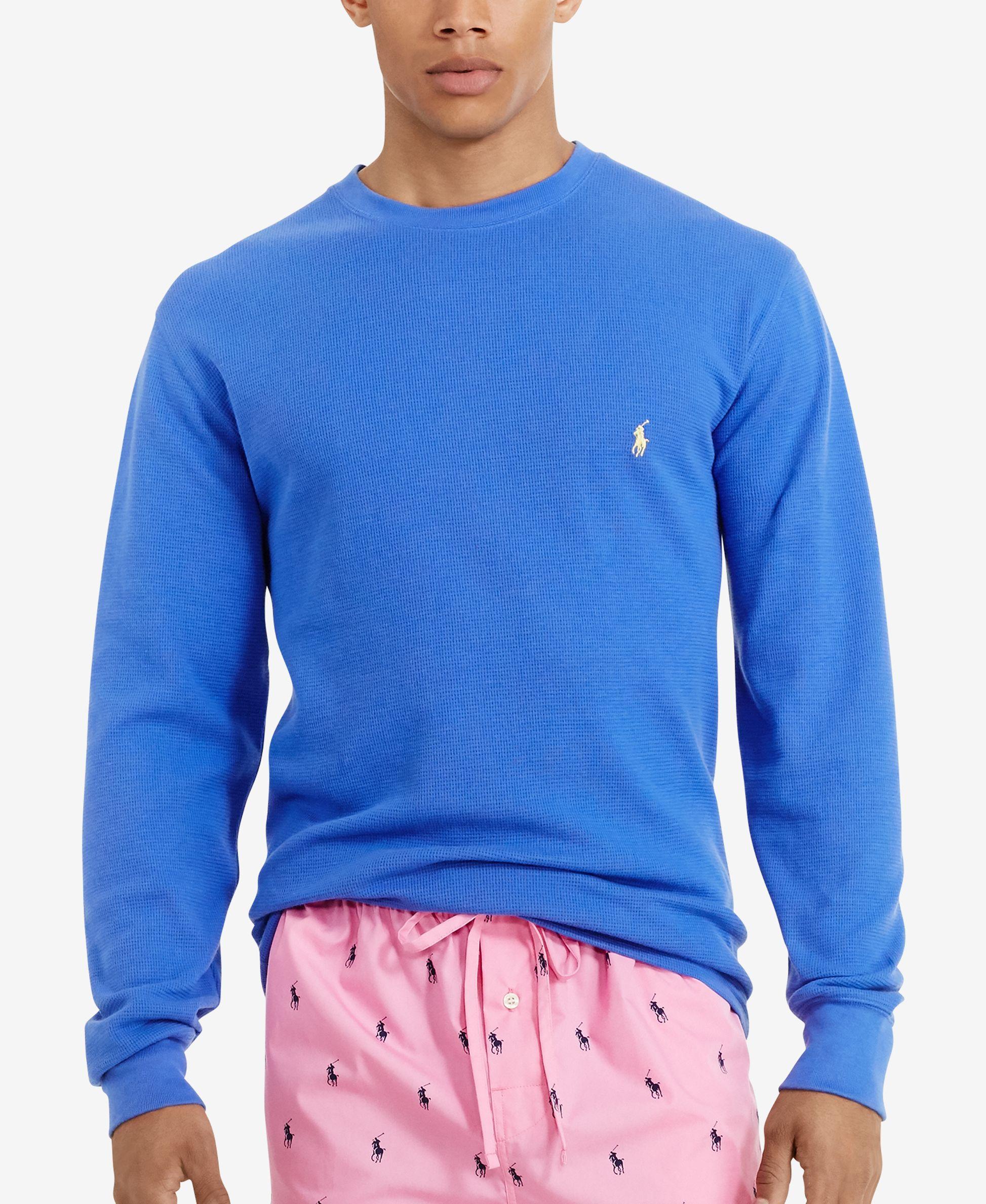 polo ralph lauren men's waffle knit thermal pajama shirt