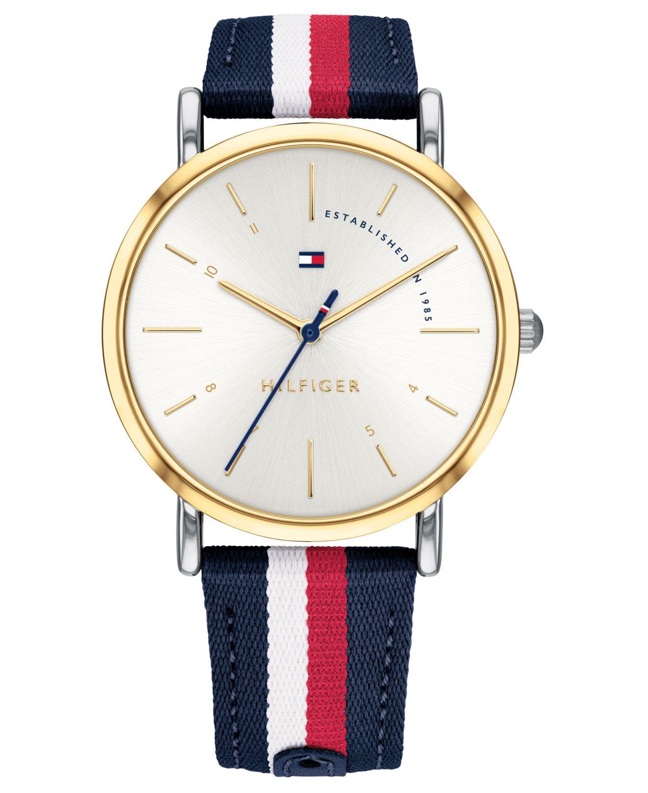 Tommy Hilfiger Red, White, & Blue Nylon Strap Watch 35mm, Created For  Macy's | Lyst