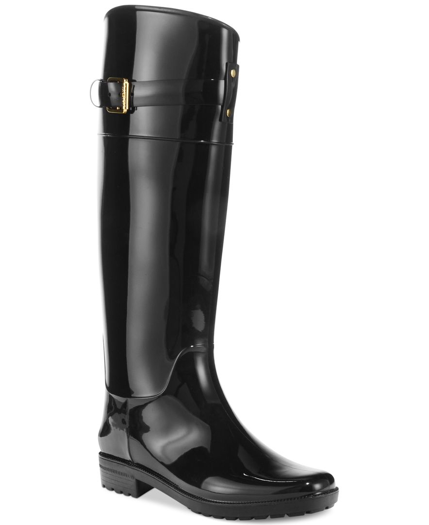 ralph lauren black and red rain boots