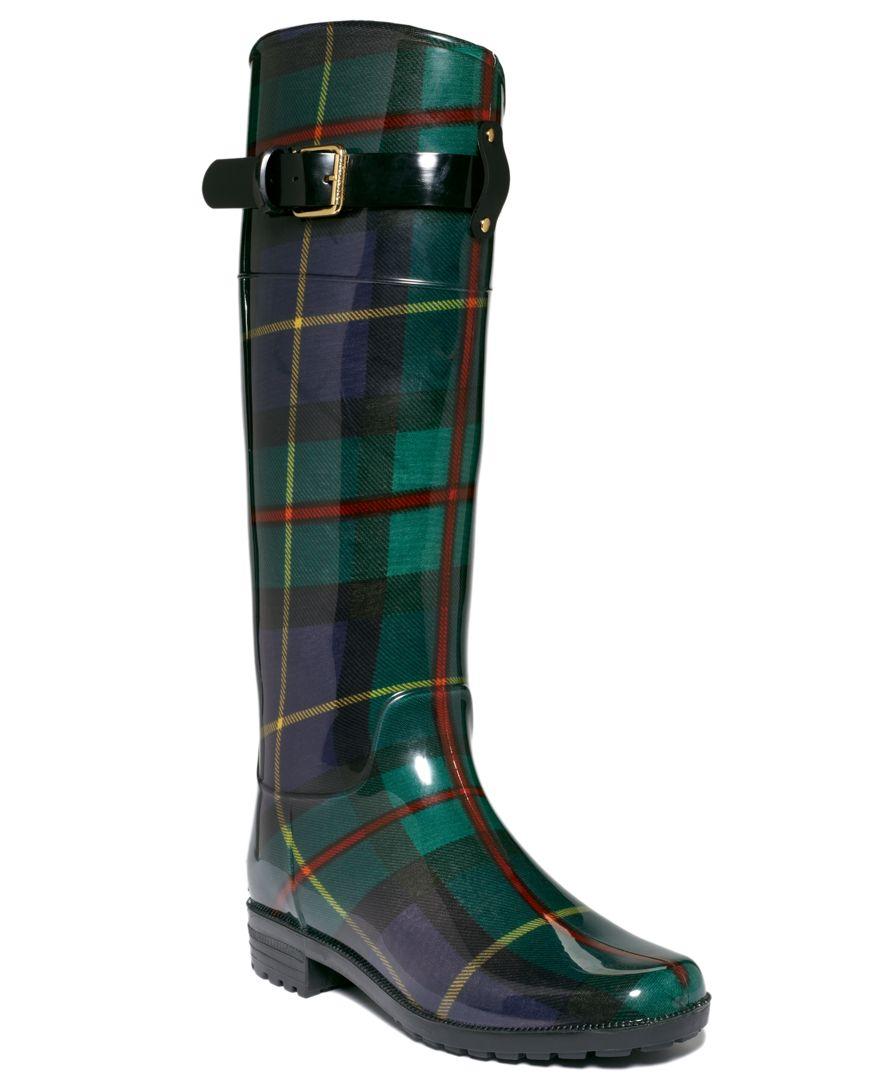ralph lauren black and red rain boots