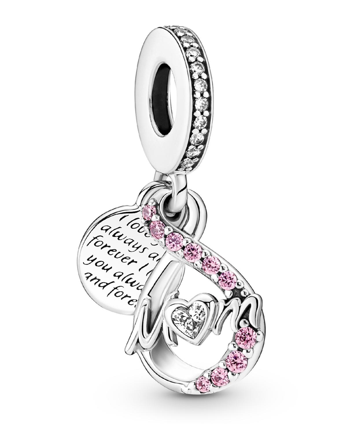 PANDORA Cubic Zirconia Mom Infinity Pave Double Dangle Charm in White | Lyst
