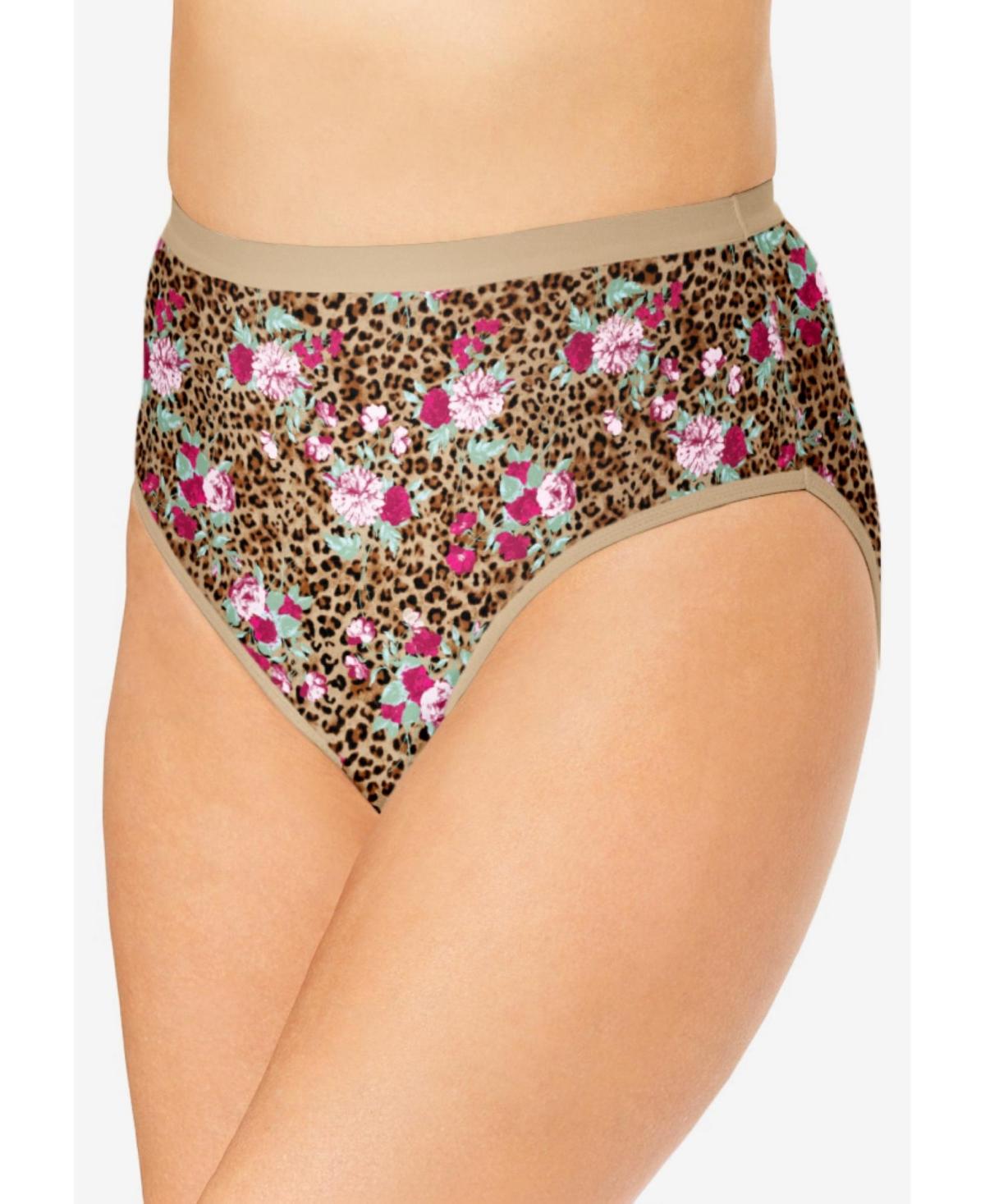 thumbnail image 2 of Women's Plus Size Microfiber Print Hi Cut Brief - Powder Blue... 2 of 12