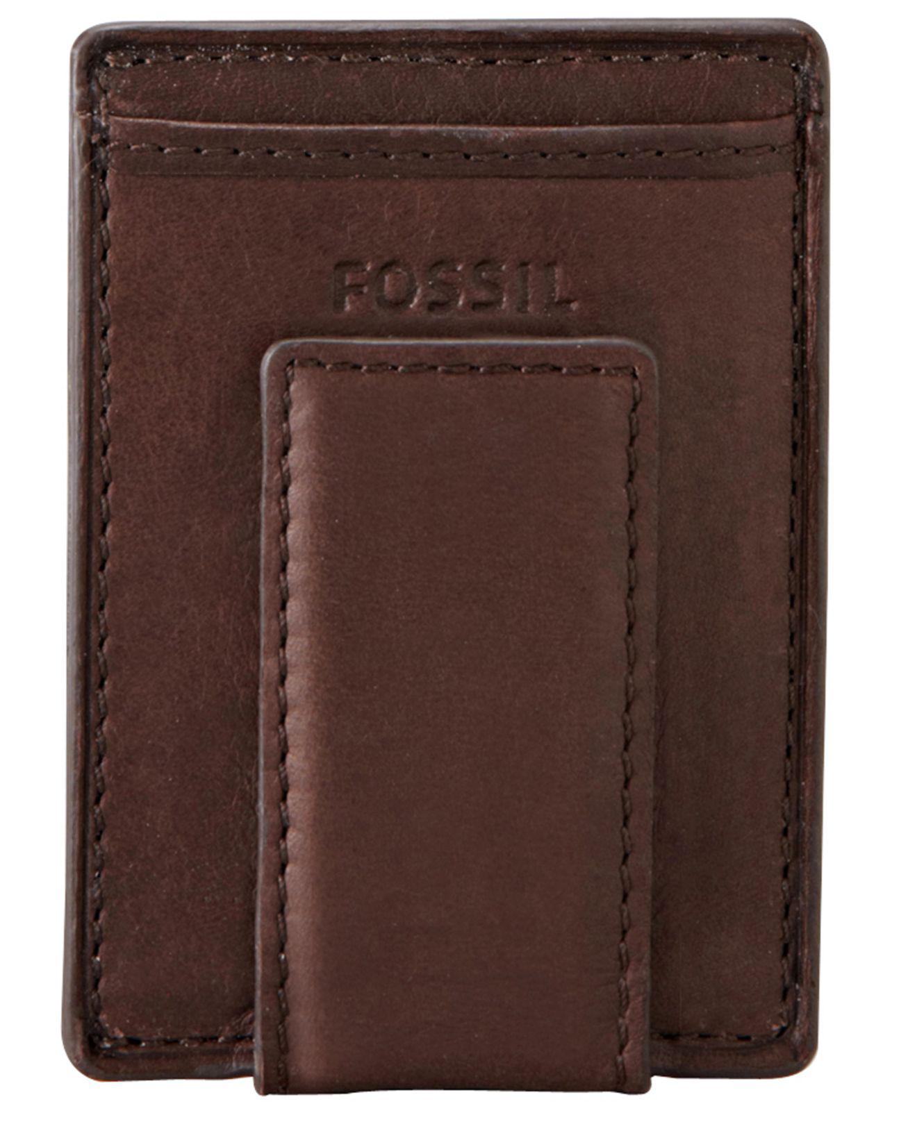 Fossil Leather Wallets Ingram Magnetic Multicard Wallet In Brown For