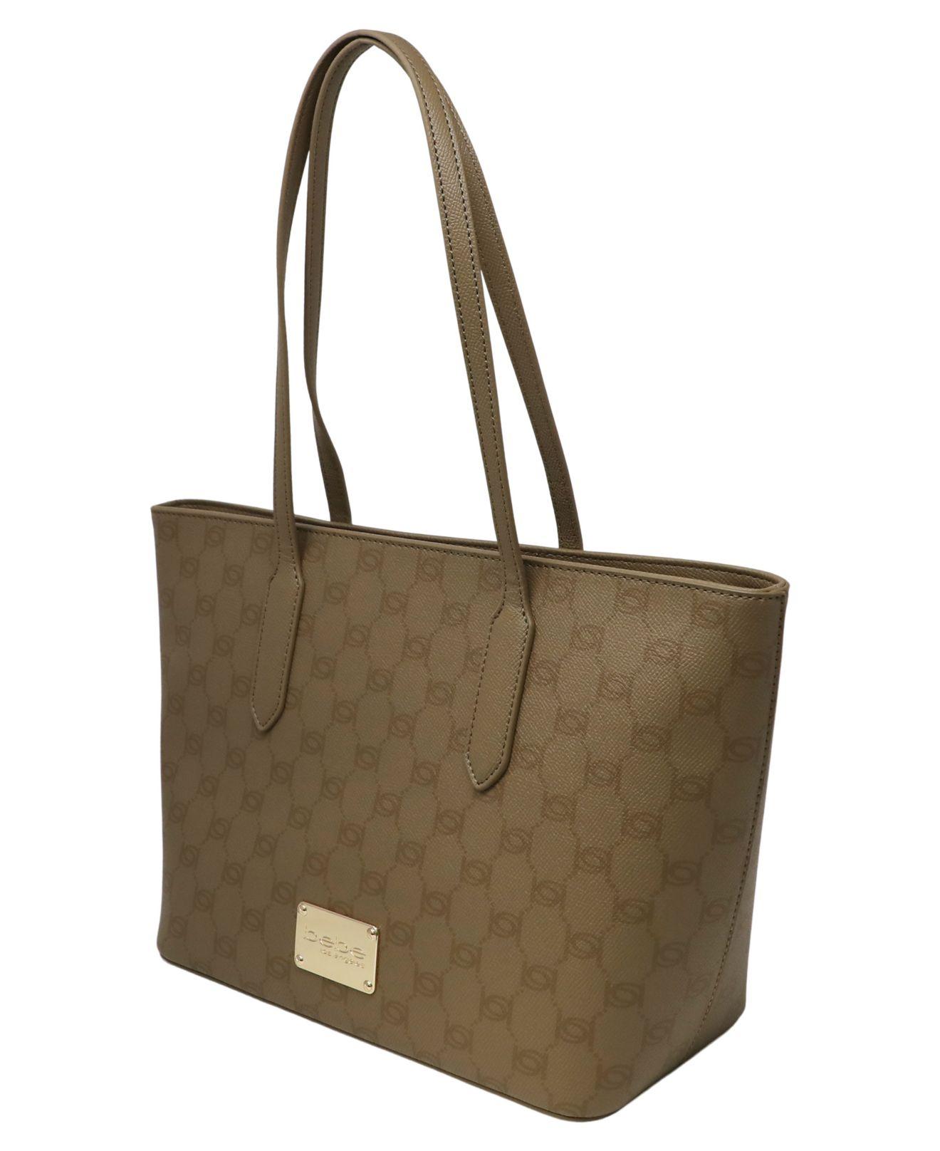 Bebe Denim Lizzie Small Mono Lizard Tote In Taupe Brown Lyst