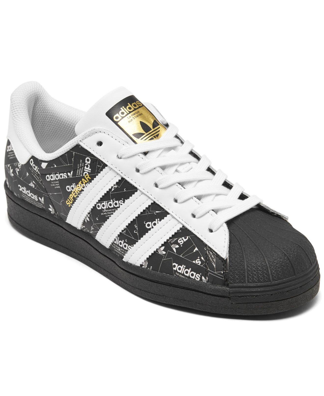 adidas Leather Superstar Casual Sneakers From Finish Line in Black for ...