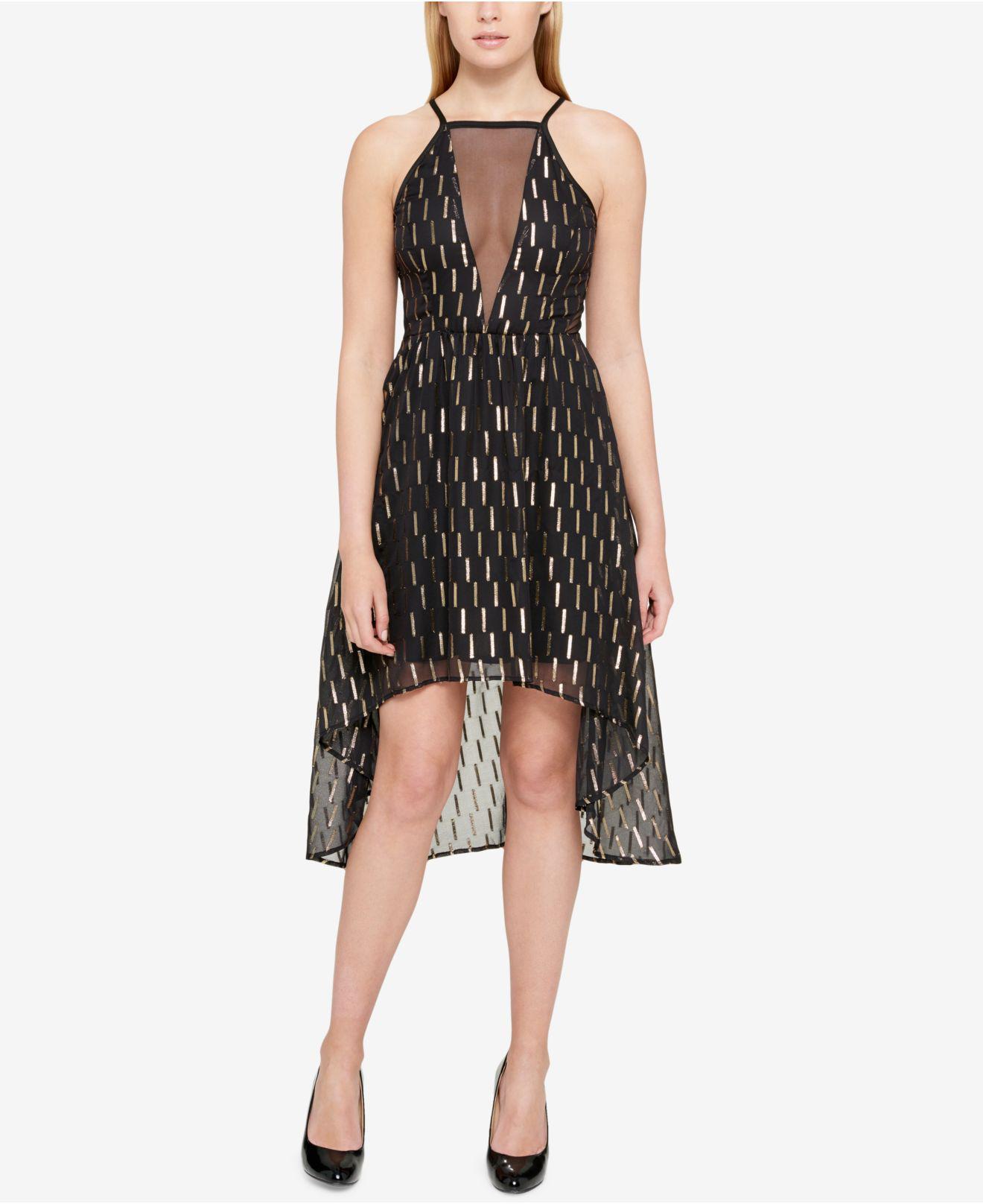 black and gold high low dress