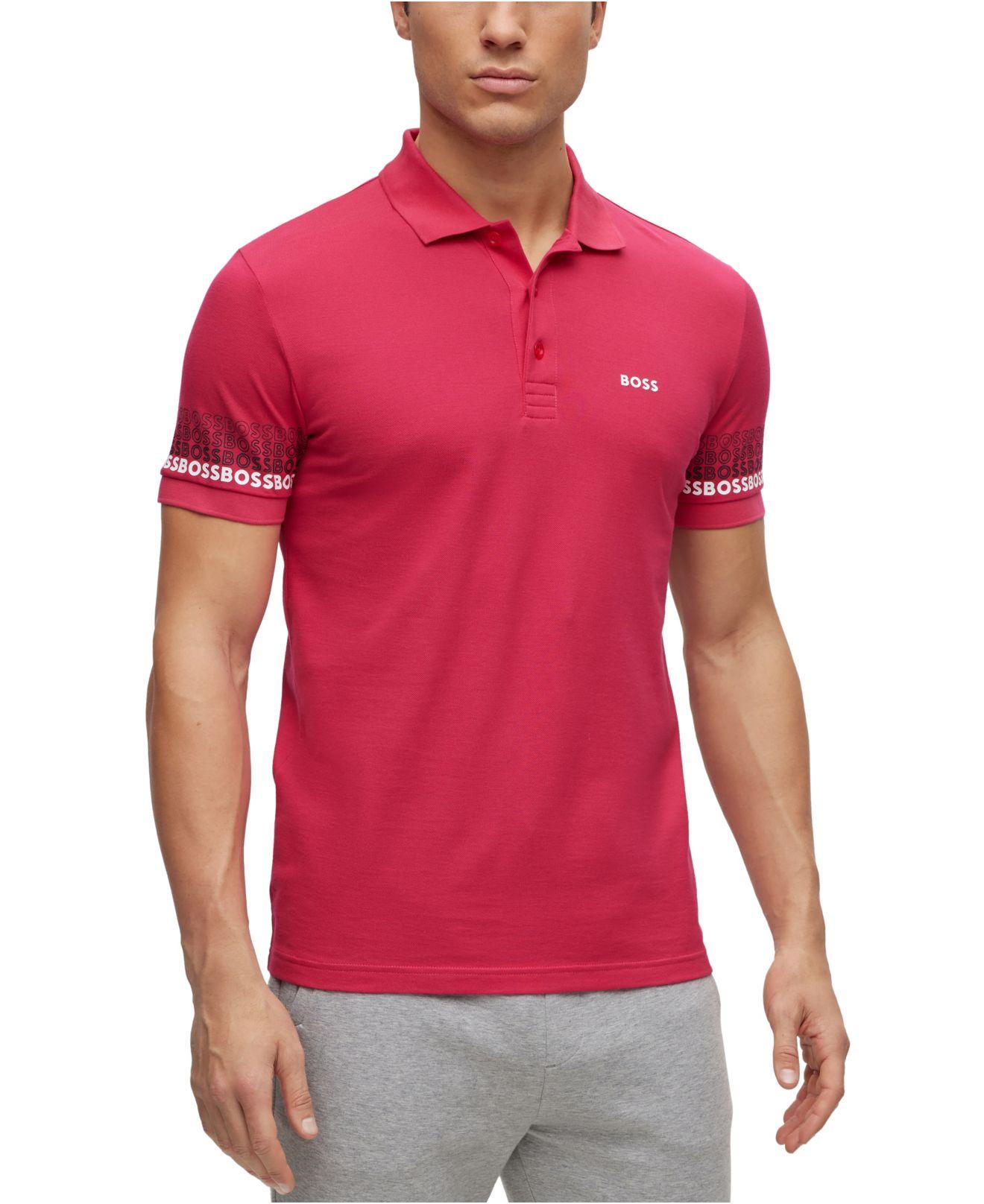 BOSS by HUGO BOSS Cotton-pique Polo Shirt in Red for Men | Lyst