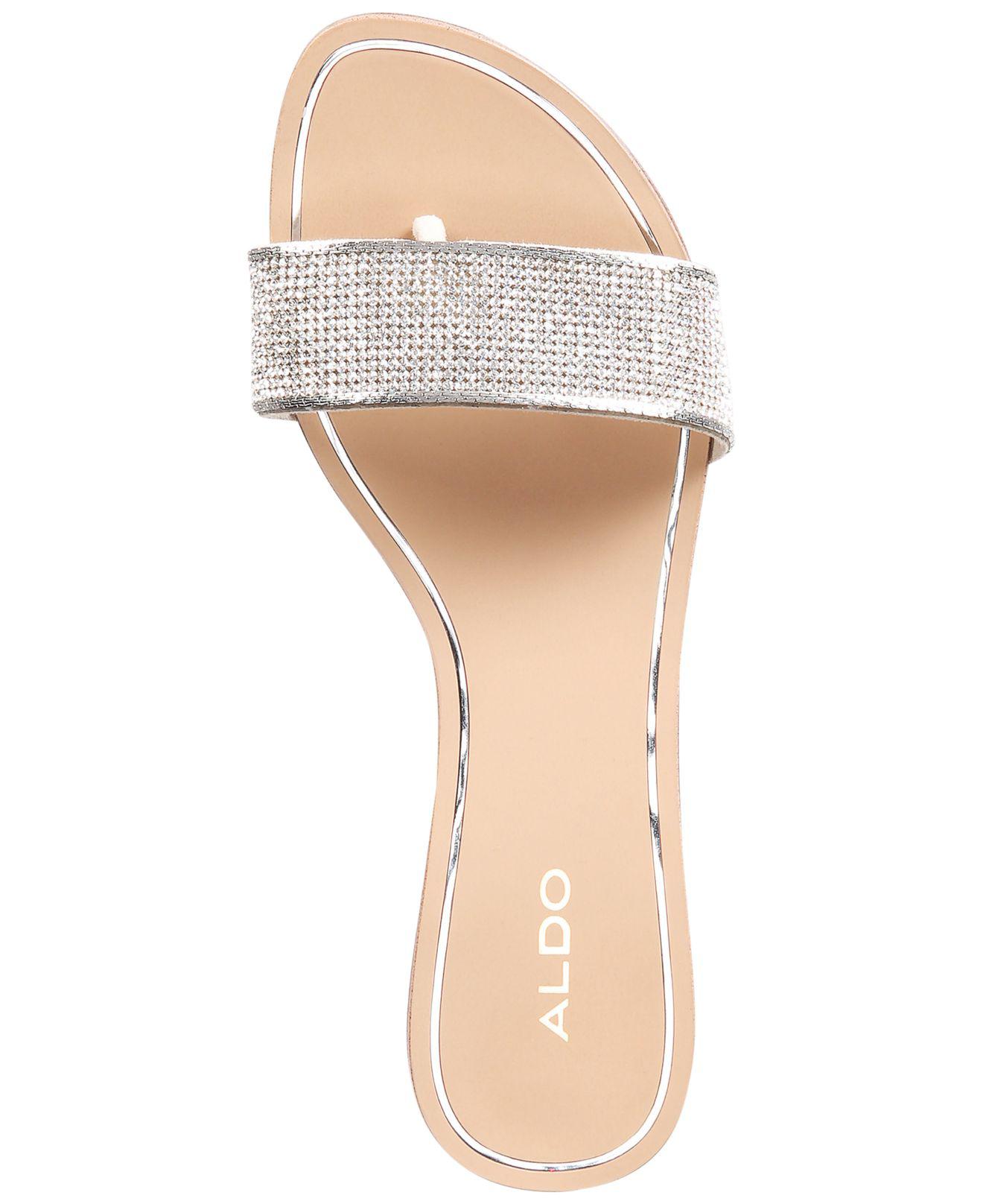 ALDO Soffia Embellished Slide Sandals in Metallic | Lyst