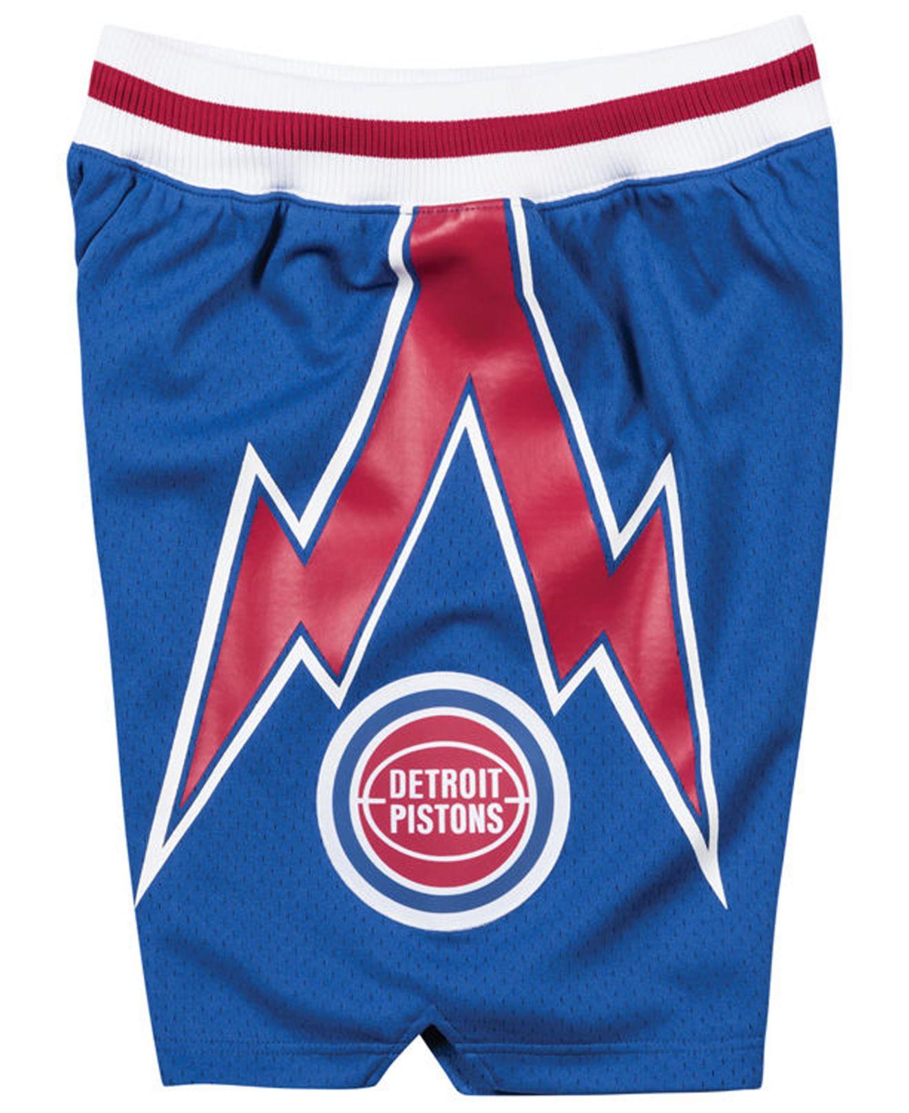 Mitchell Ness Detroit Pistons Basketball Shorts In Blue Red White Blue For Men Lyst