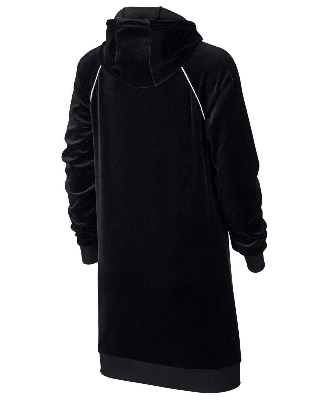 Nike Velour Hooded Dress in Black/ White/ White/ White (Black) | Lyst