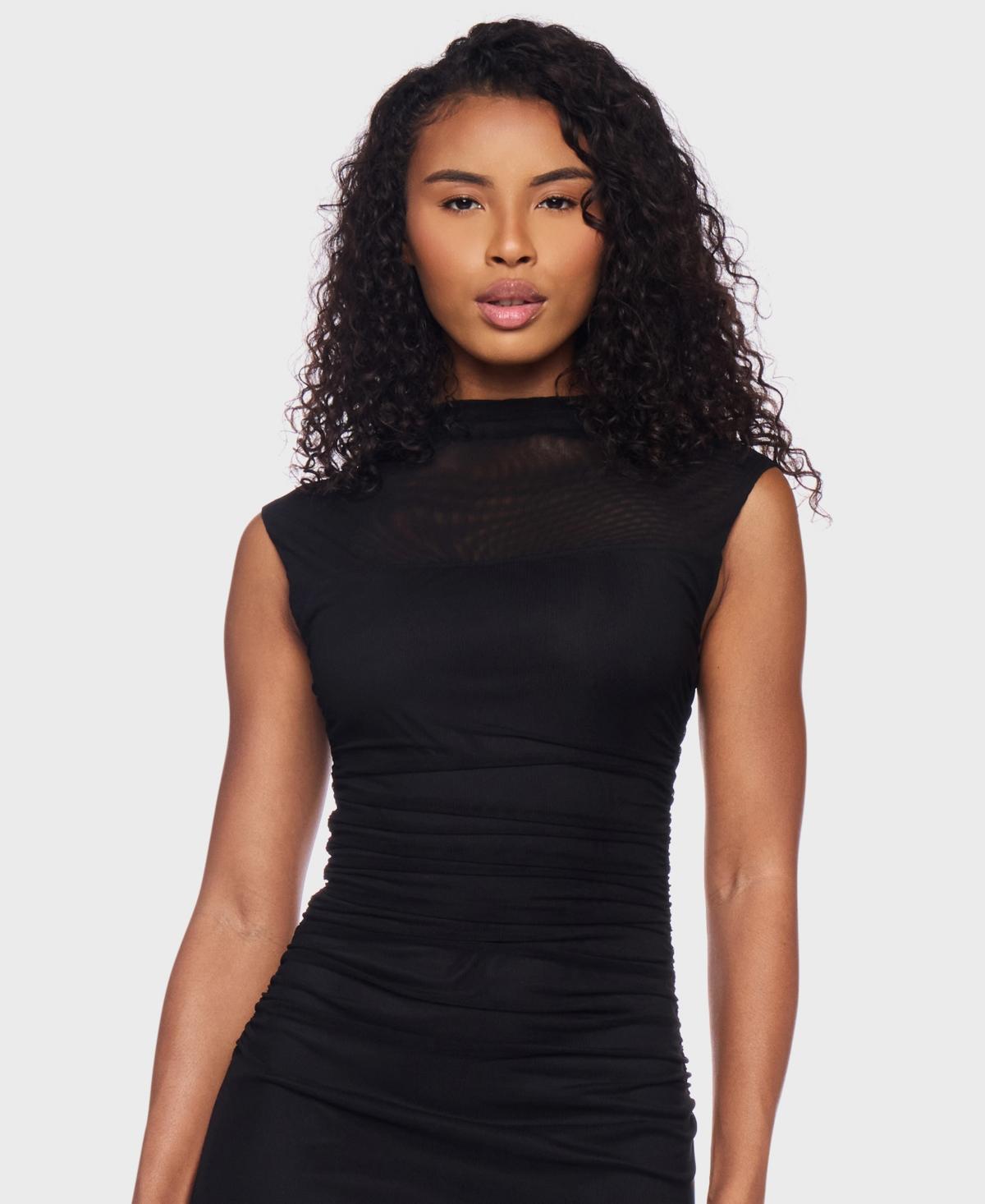 B Darlin Shirred Waist Midi Dress in Black | Lyst