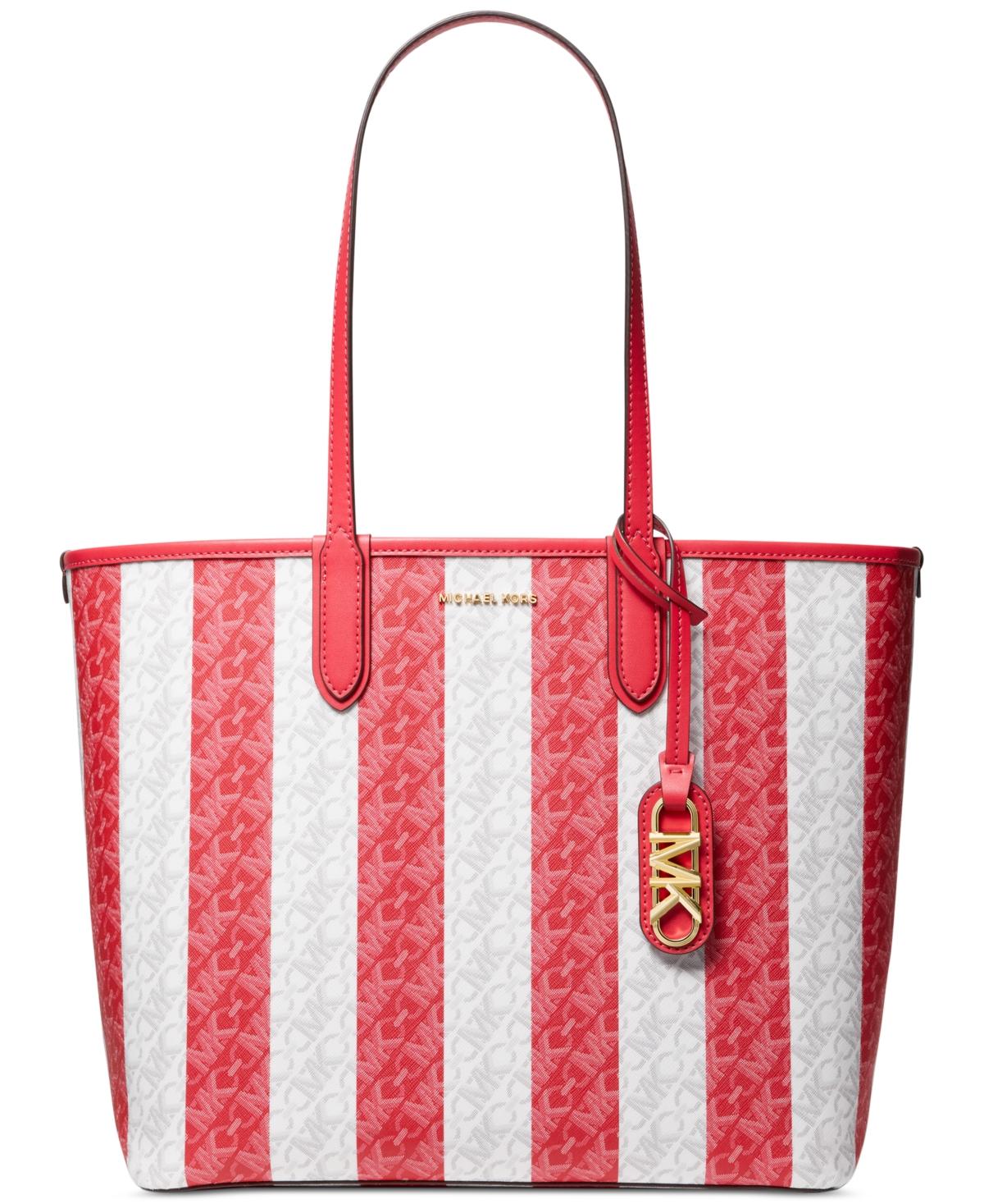 Michael Kors Striped Eliza Logo X Large East West Reversible Tote in Red Lyst