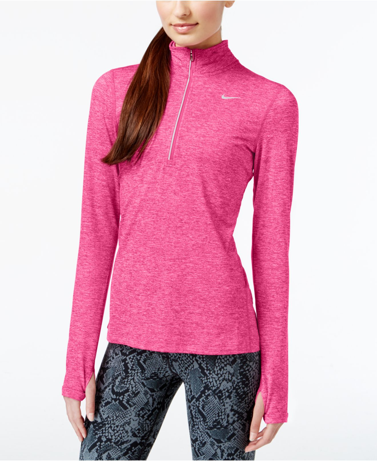 Nike Synthetic Element Dri-fit Half-zip Running Top in Pink | Lyst