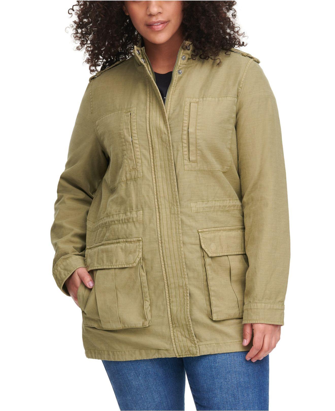 Levi's ® Stand-collar Cotton Anorak Jacket in Army Green (Green) - Lyst