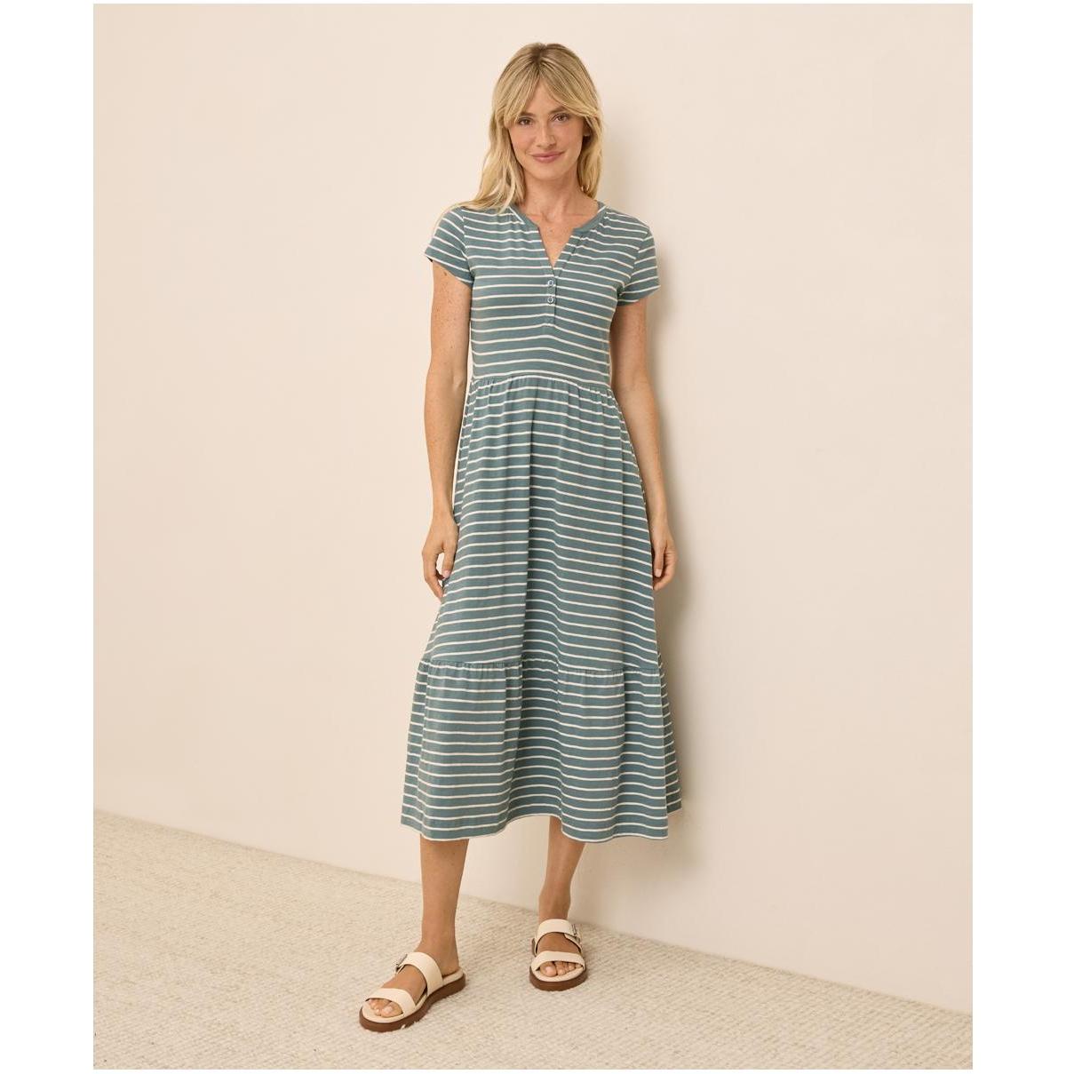 sachin and babi light blue dress Women's Organic Fit & Flare Wrap Dress in Mountain Meadow Midnight Blue | Women's Large