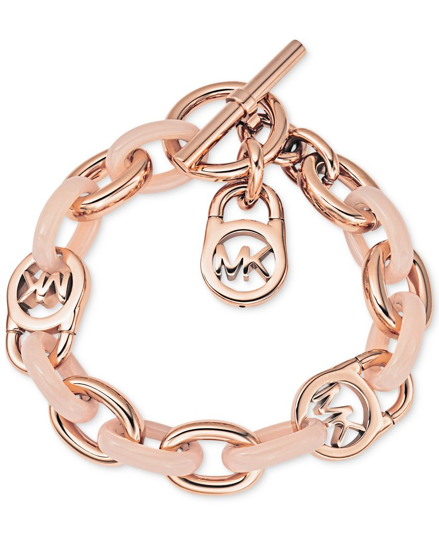 Michael Kors Rose Gold-tone Fulton Toggle Bracelet in Pink - Lyst