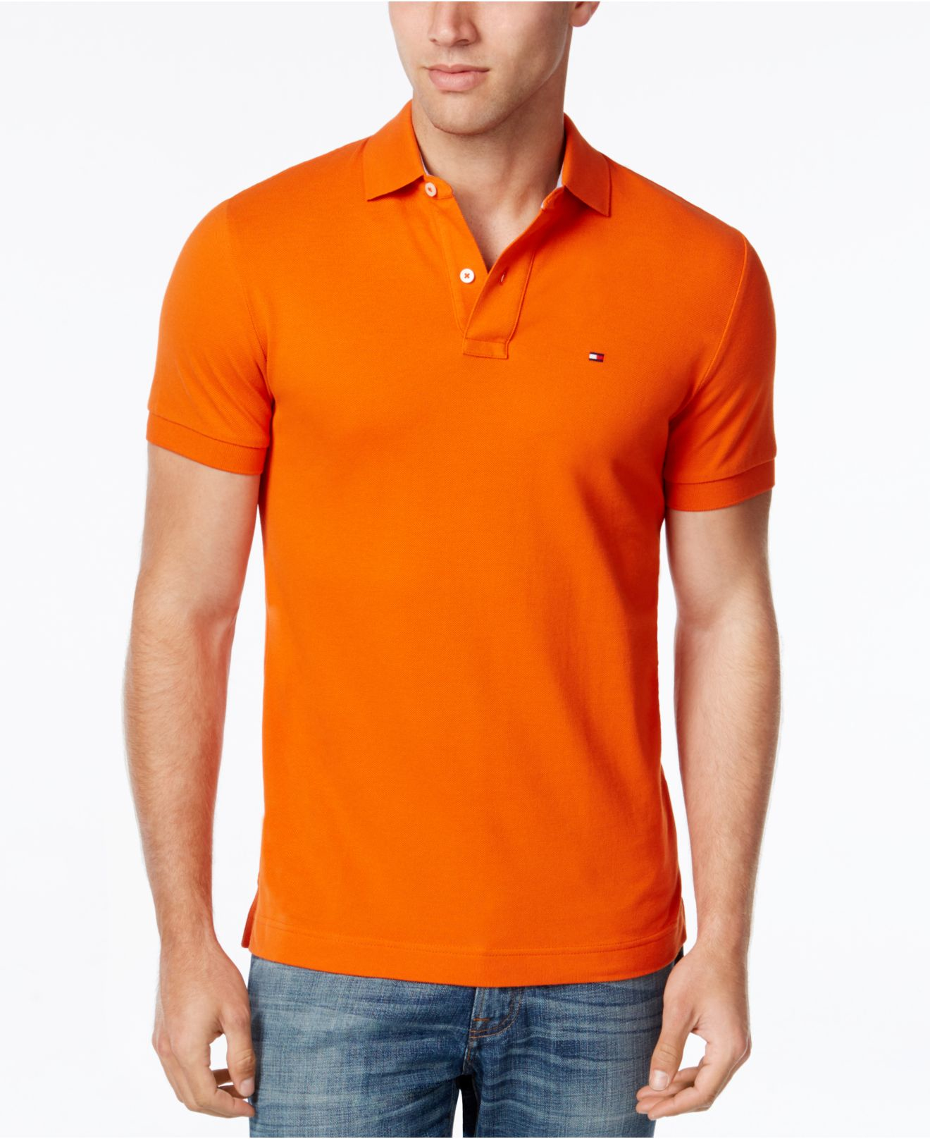 Tommy hilfiger Men's Custom-fit Ivy Polo in Orange for Men (Como Orange ...