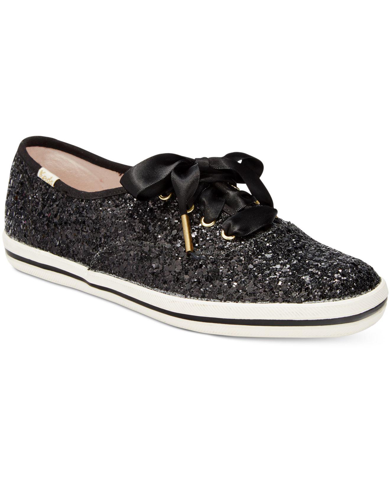 Kate Spade Satin Glitter Lace-up Sneakers in Black - Save 12% - Lyst