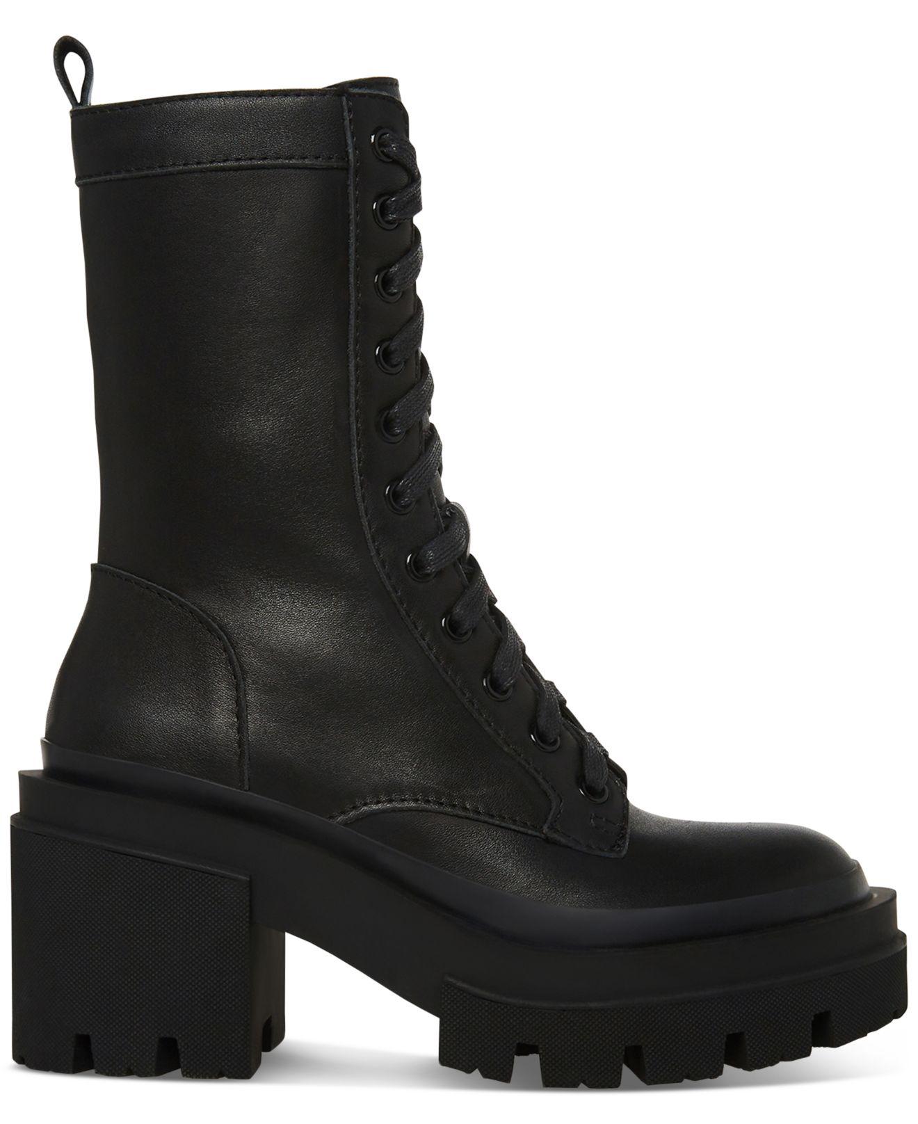 Matryx Lace-up Lug-sole Booties in Black Lyst