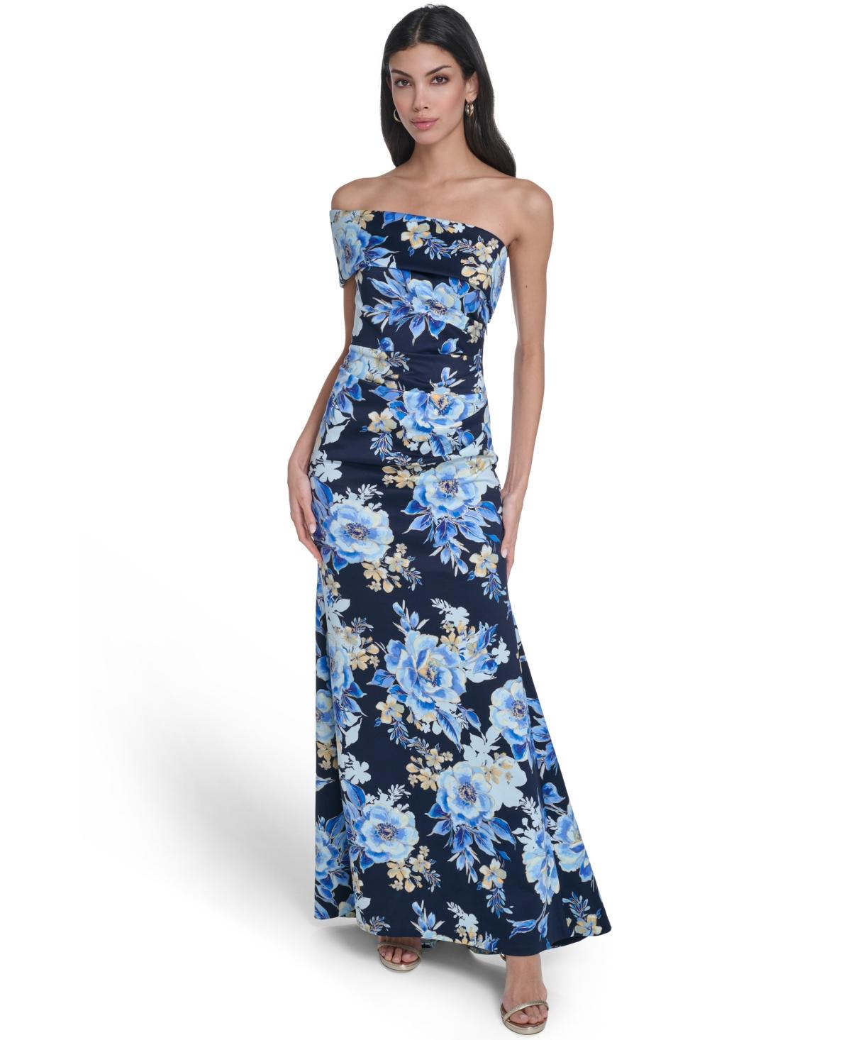 strapless open back dress Elegant Kelli One Shoulder Midi Dress in Black main image 1